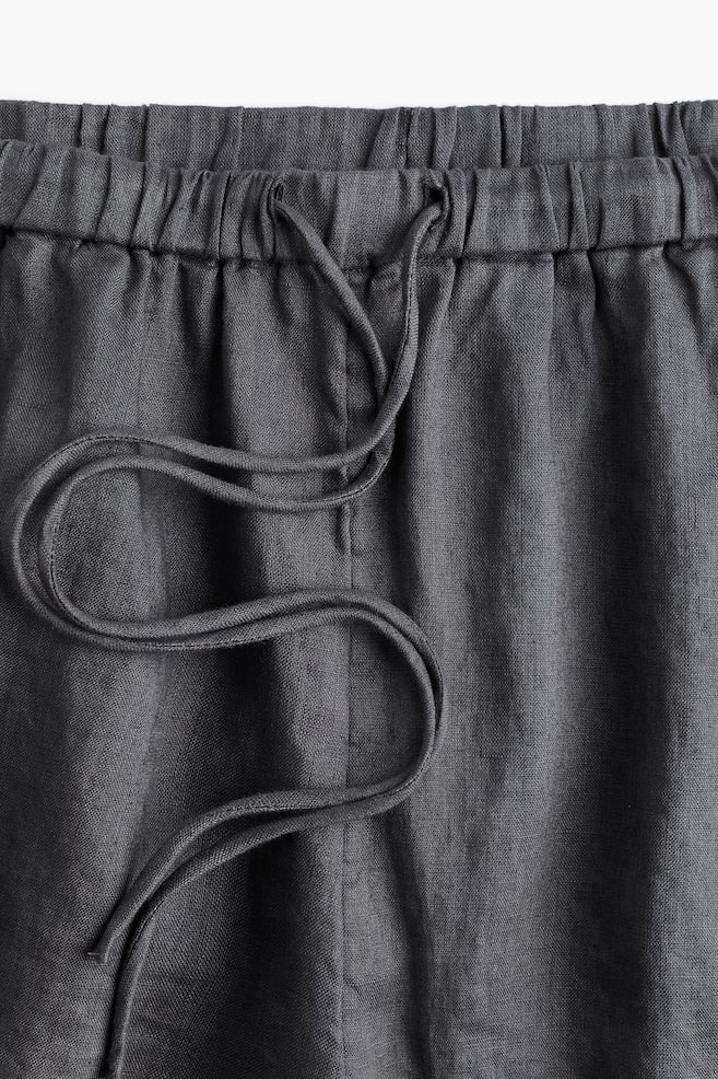 Linen pull-on shorts - Dark grey - 5