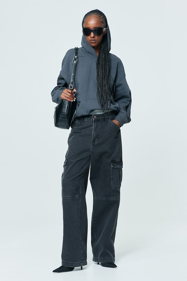 Denim cargo trousers - Black/Light denim blue/Grey/Cream - 1