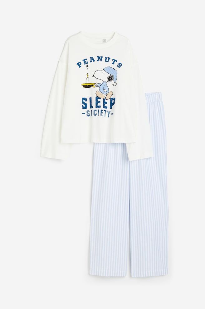 Bedruckter Pyjama - Weiss/Snoopy - 2
