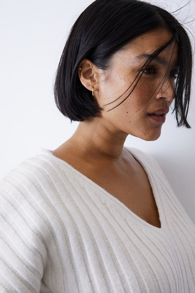Rib-knit jumper - Natural white - 10