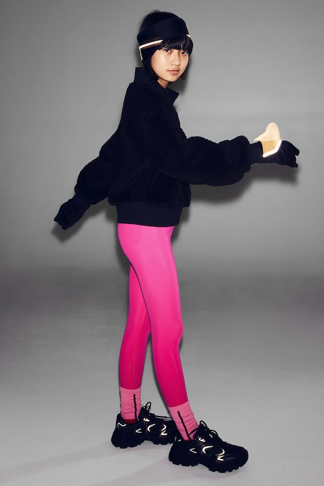 Warm sports tights - Bright pink/Black/Mint green - 5