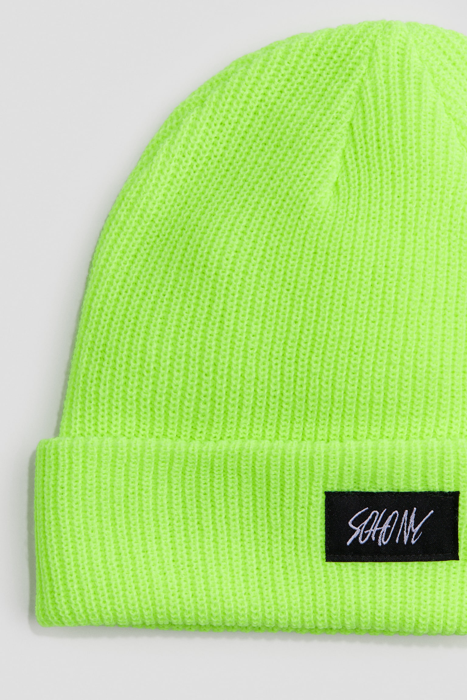 Rib-knit beanie - Neon yellow/Black/Soho NY - 2