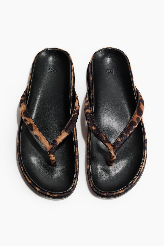 Footbed flip-flops - Beige/Leopard print/Mustard yellow/Black - 4