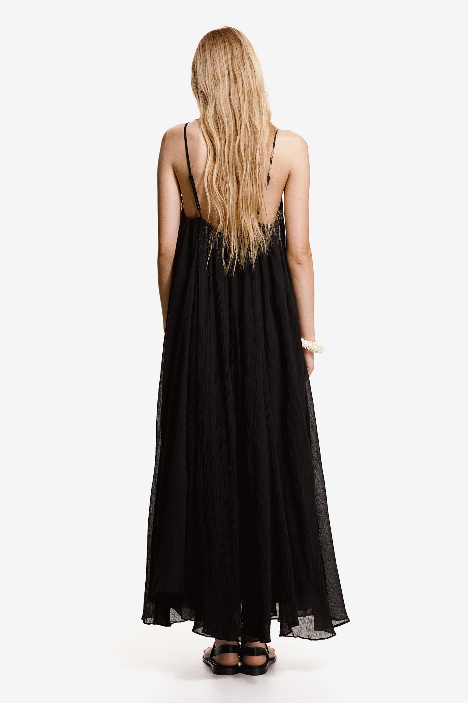 Cotton Maxi Dress - Black - 5