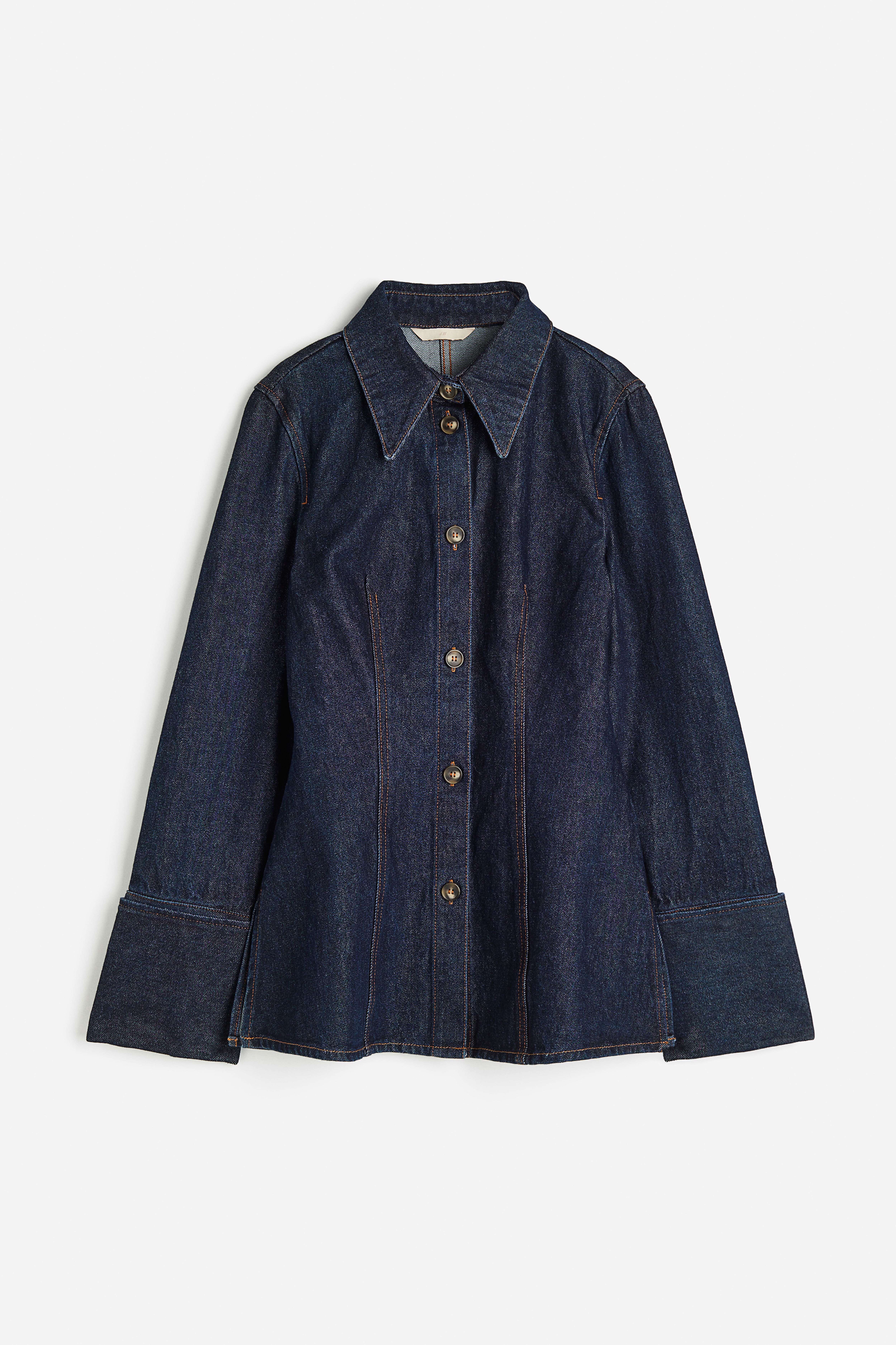 H&m long denim shirt best sale