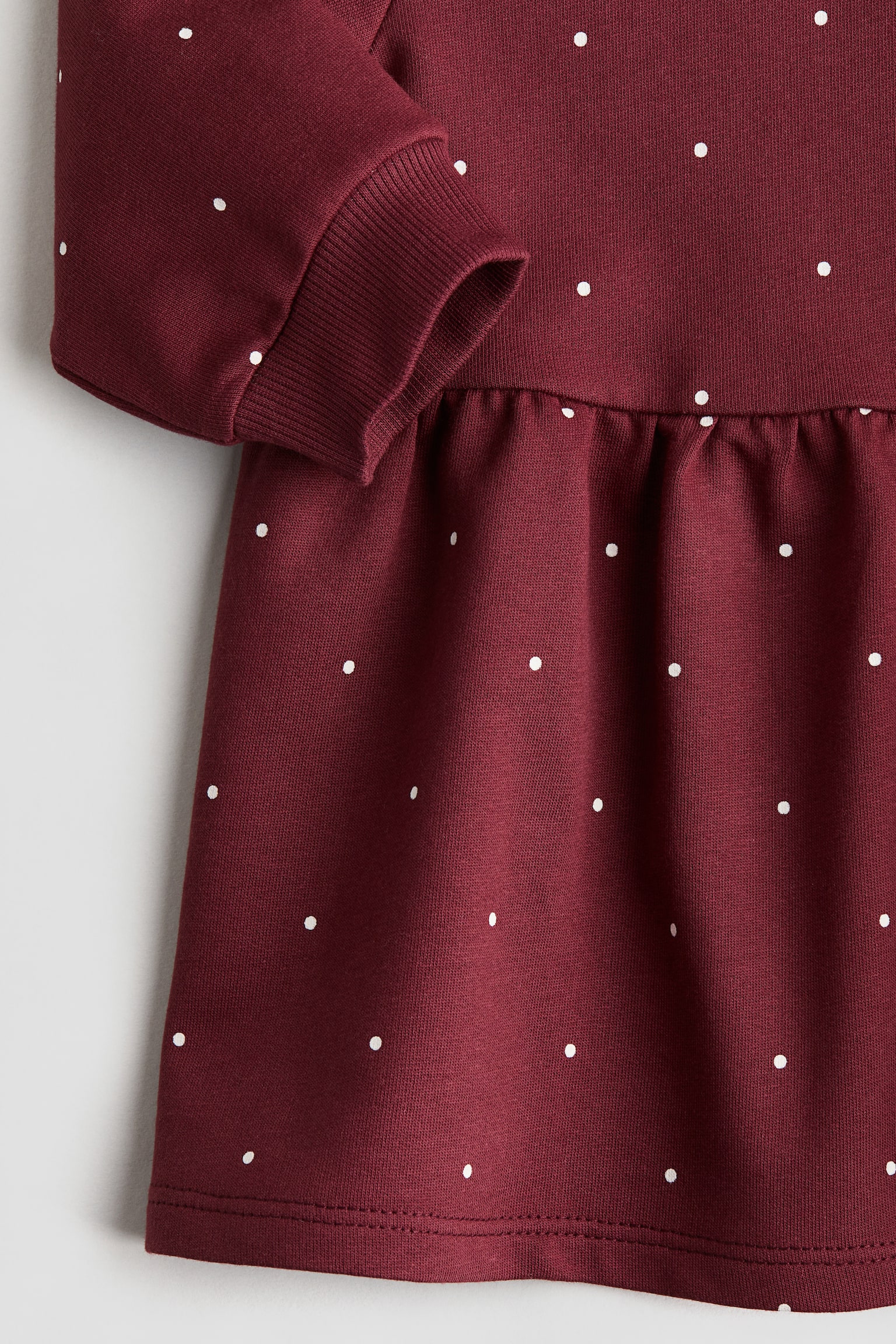 Cotton sweatshirt dress - Dark red/Spotted/Light pink/Dark grey/Spotted - 2