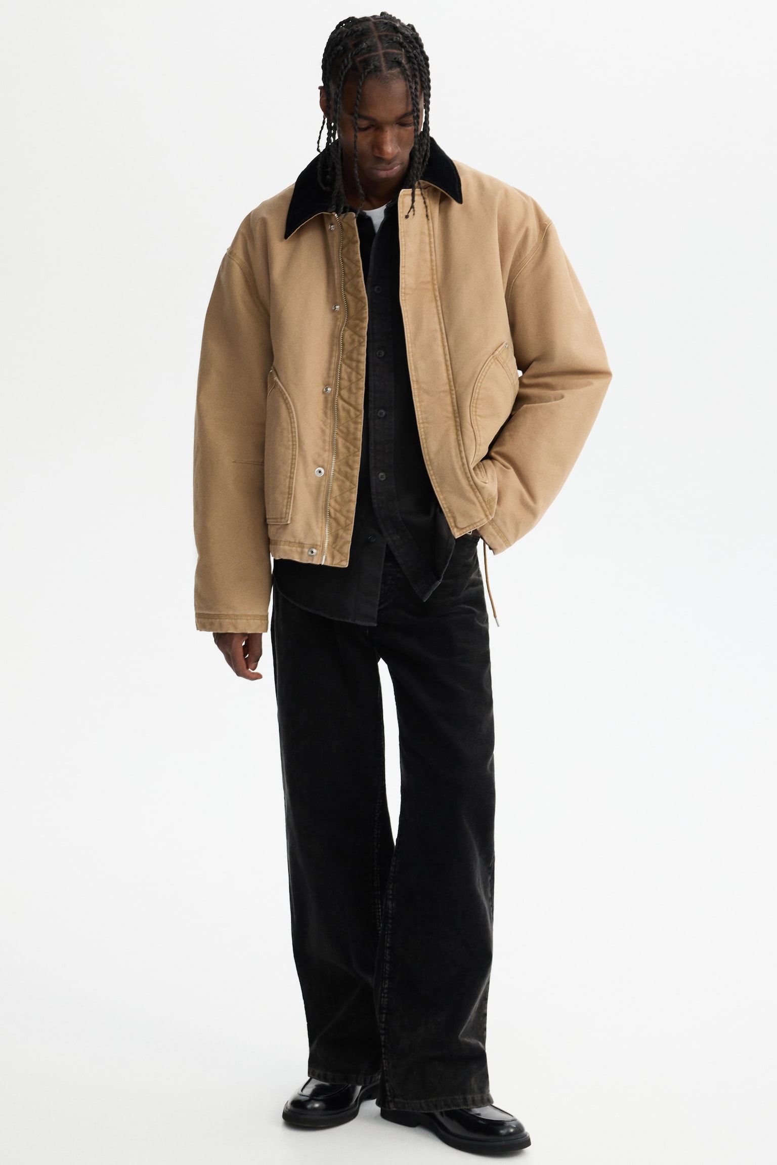 Loose Fit Denim ing - Fekete/Sötét farmerkék/Középkék - 5