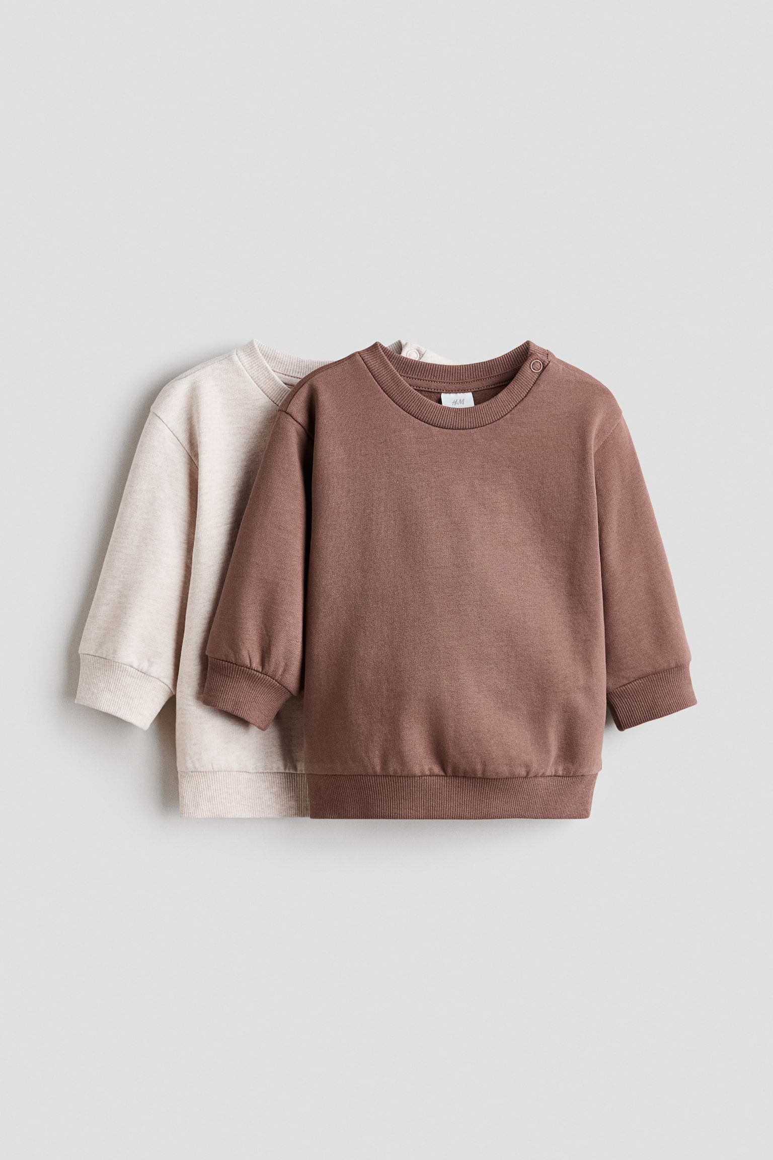 2-pack cotton sweatshirts - Light beige/Brown/Mole/Natural white marl/Navy blue/Striped/Black/Light grey marl/Navy blue/Light blue/Light pink/Cherries
