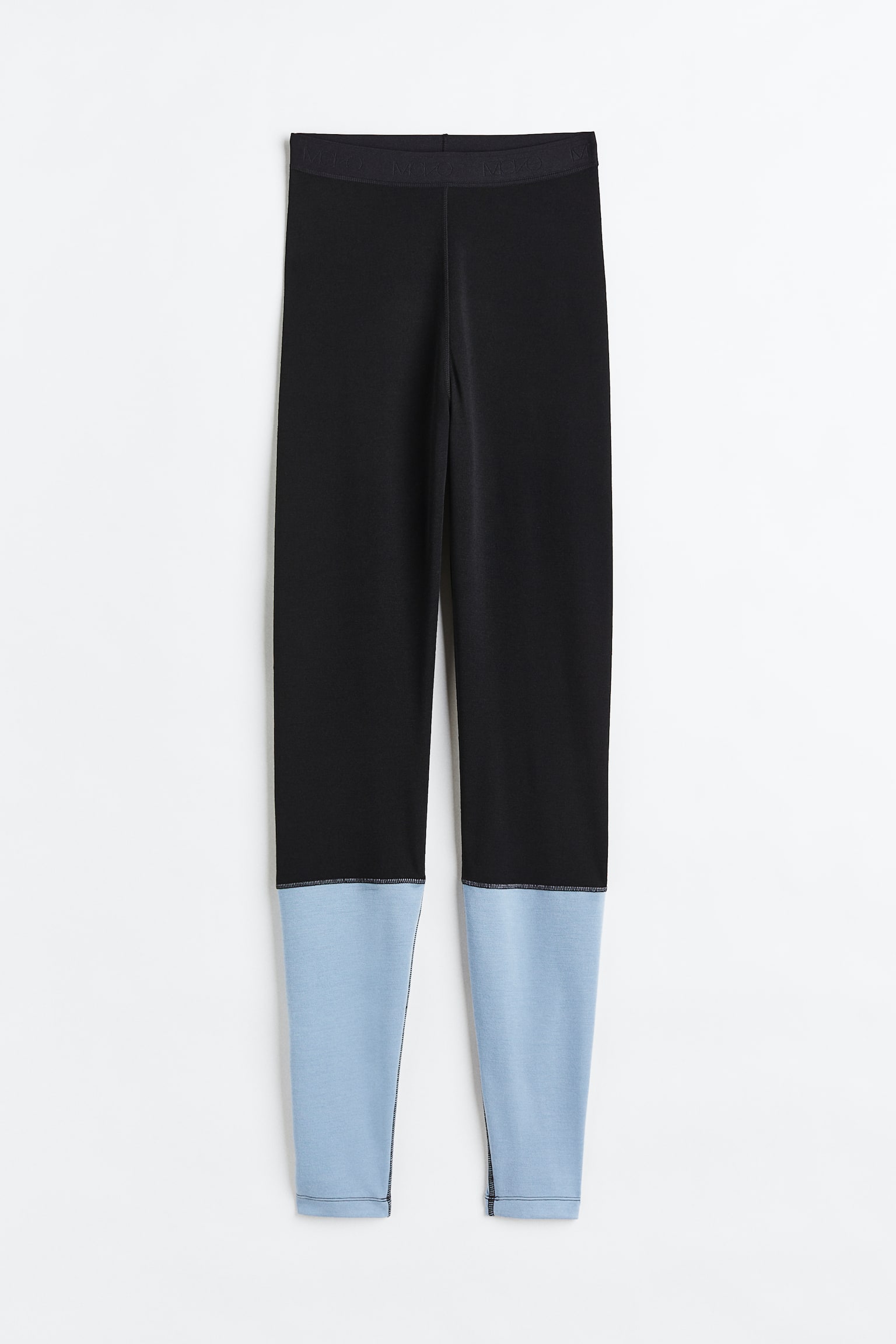 Wool Blend Base Layer Tights - Black/Light blue - 1