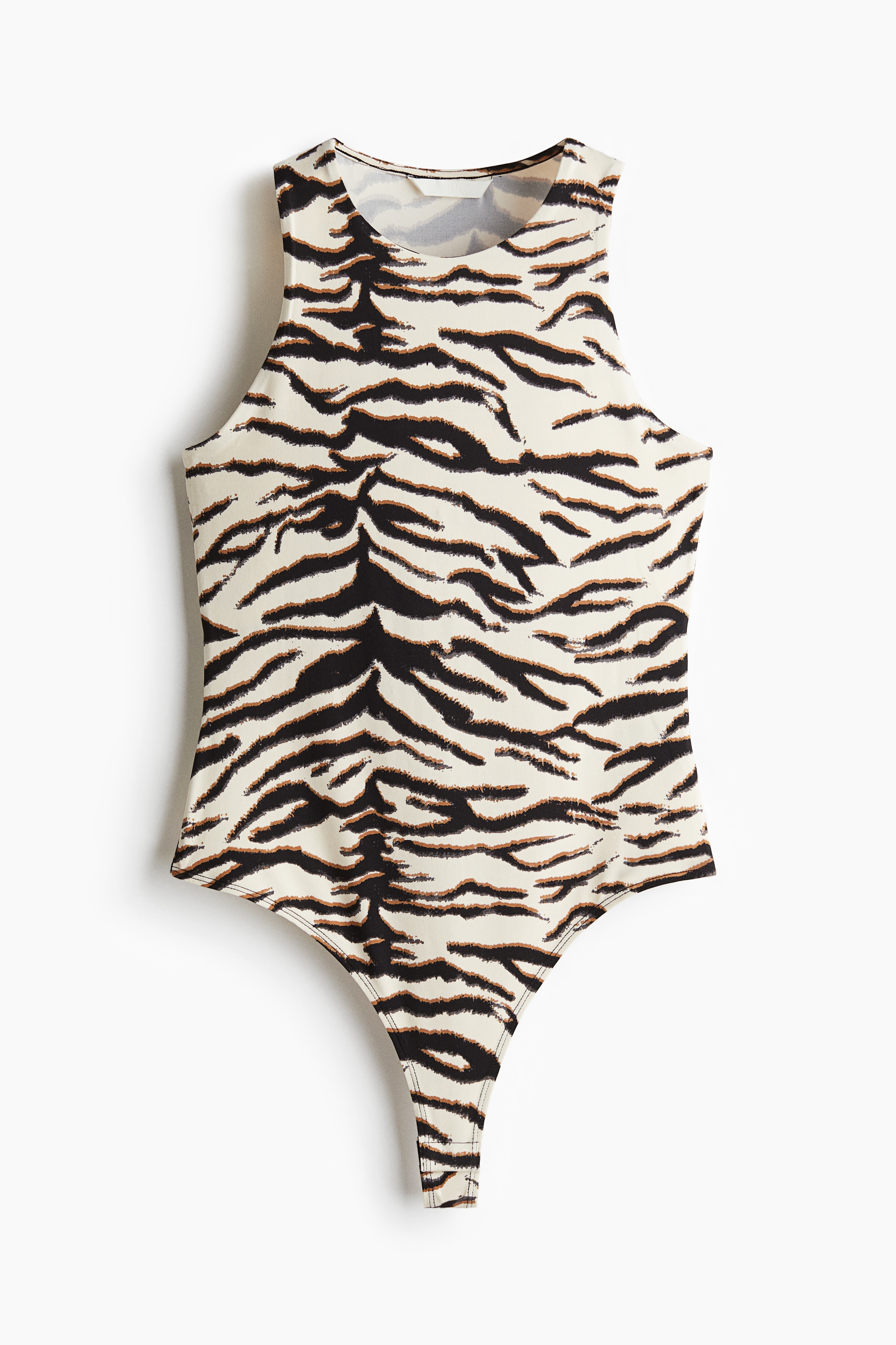 Body Thong - Crem/imprimeu zebră/Maro-ruginiu