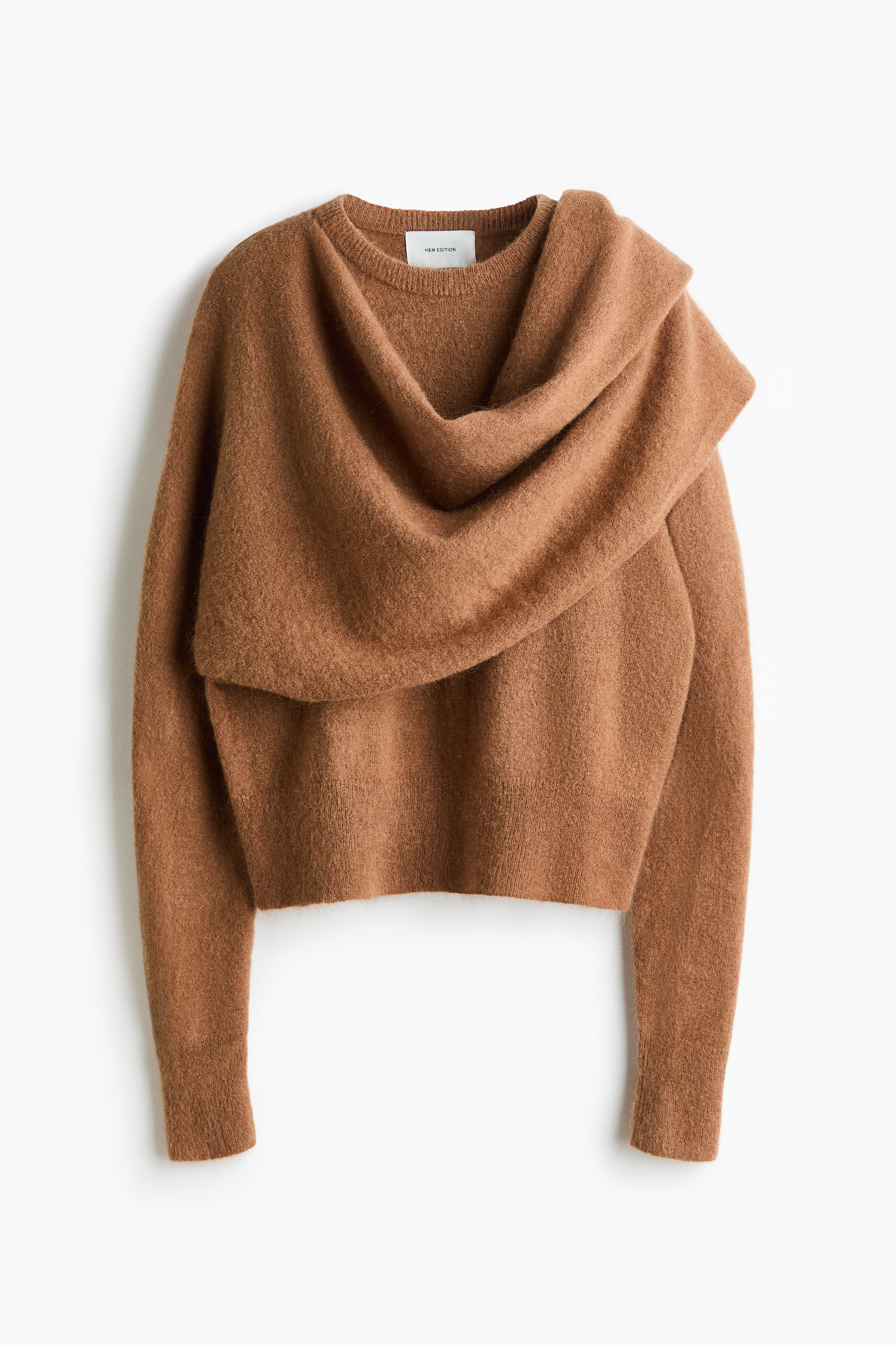 Scarf-collar mohair-blend jumper - Beige