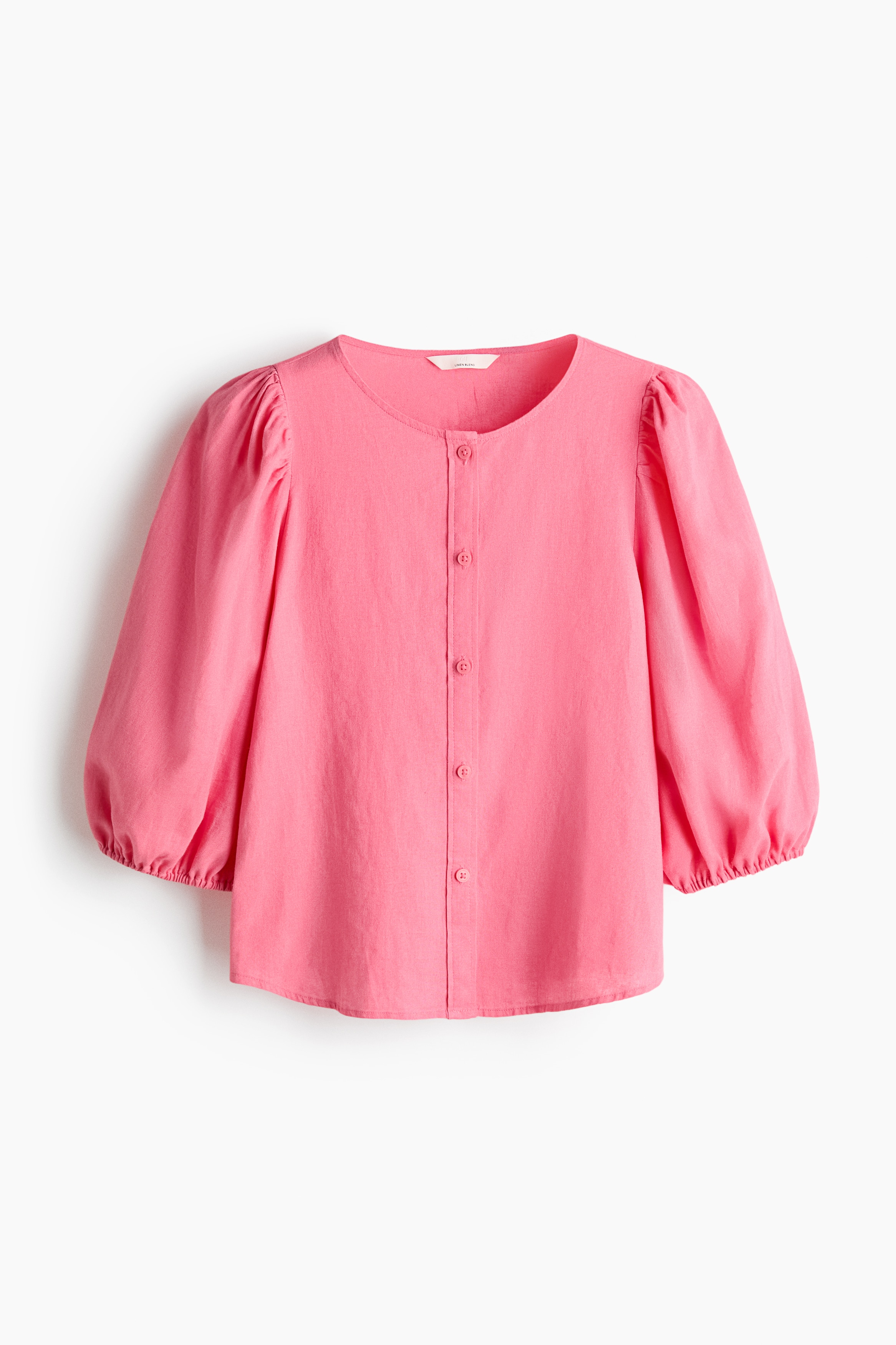 Blusa en mezcla de lino - Rosa/Rojo/Crema/Floral amarillo