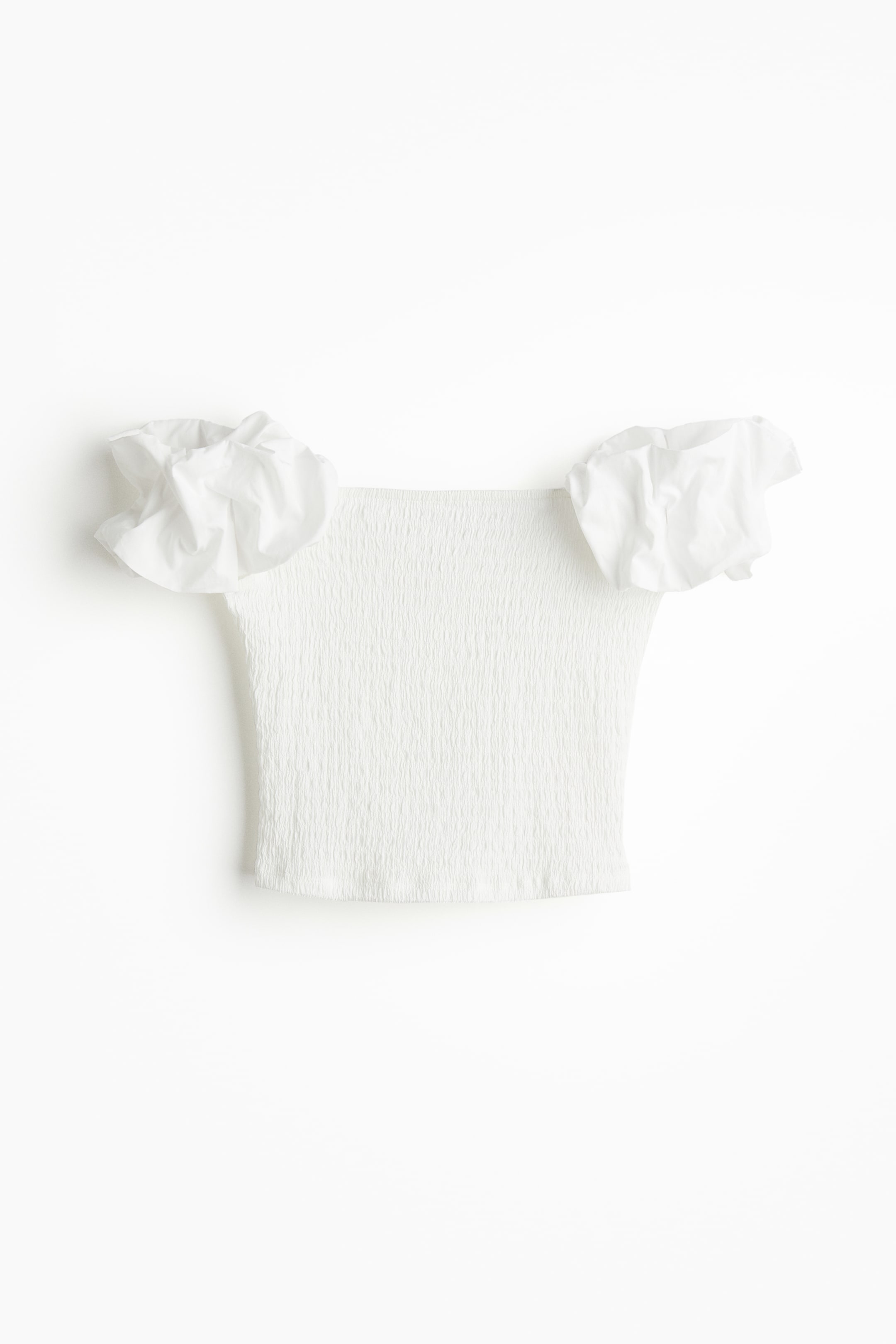 Puff-sleeved Off-the-shoulder Top - White - Ladies | H&M US