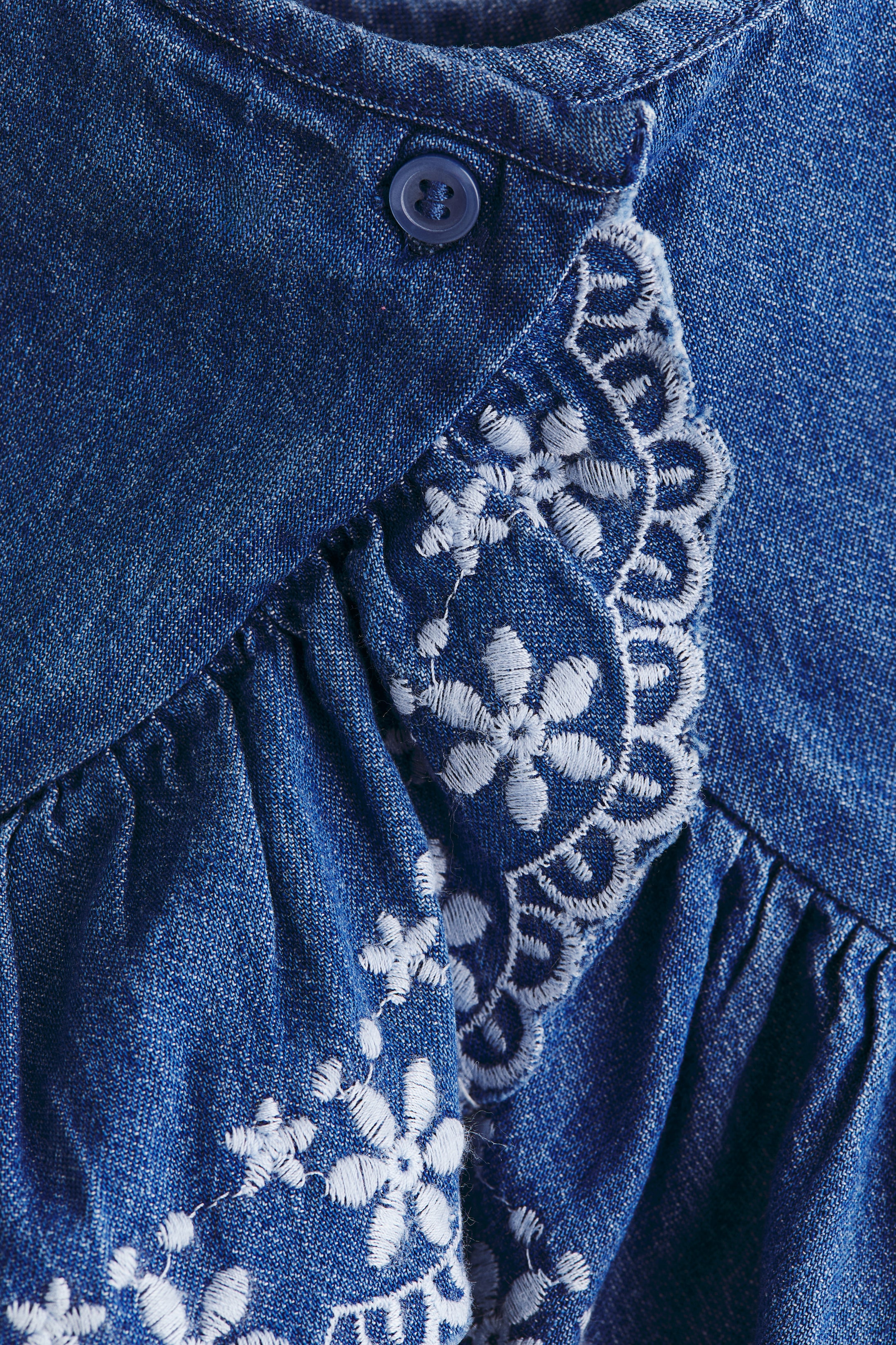 2-Piece Embroidered Cotton Denim Set