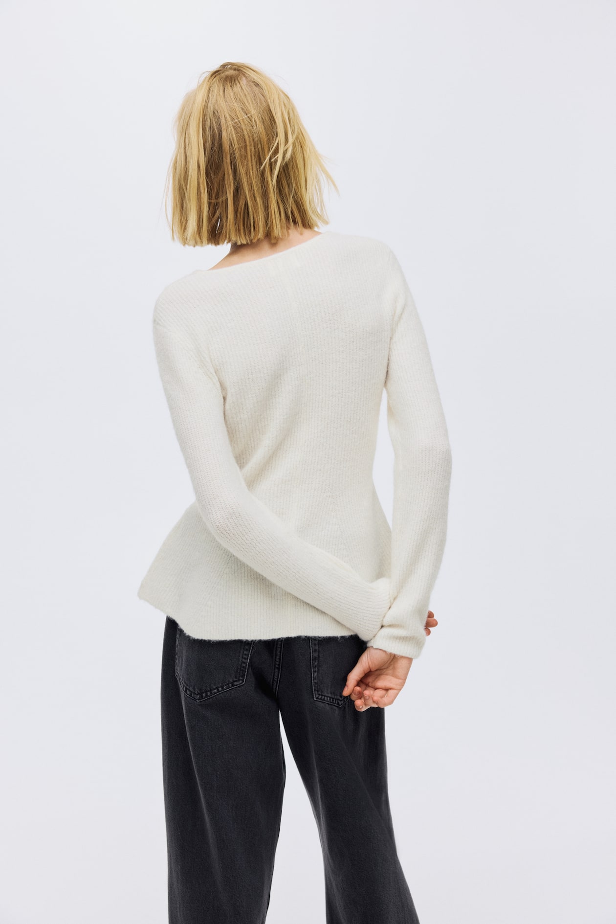 Rib-Knit Peplum Cardigan - image 4