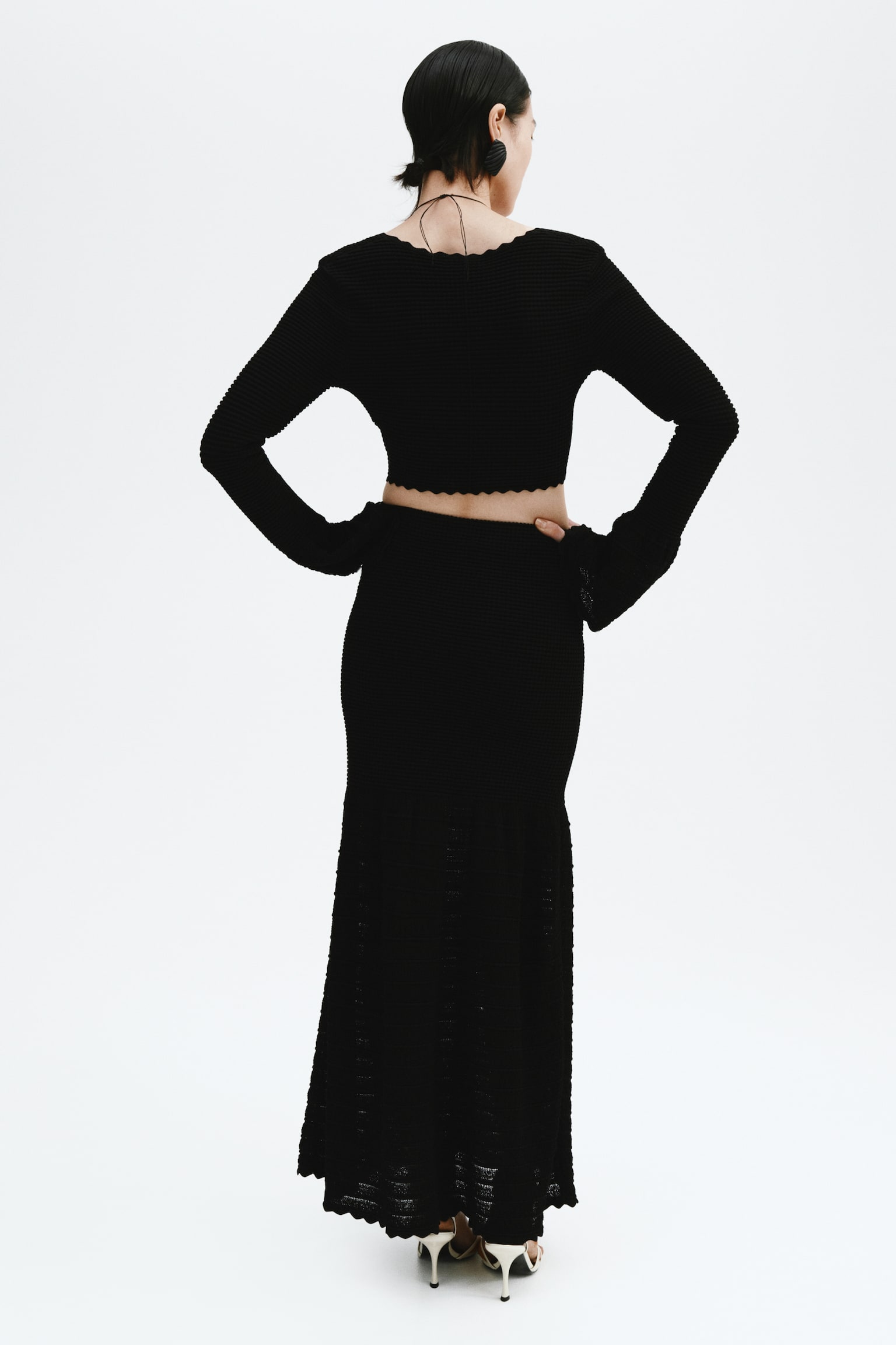 Textured-knit top - Black - 3