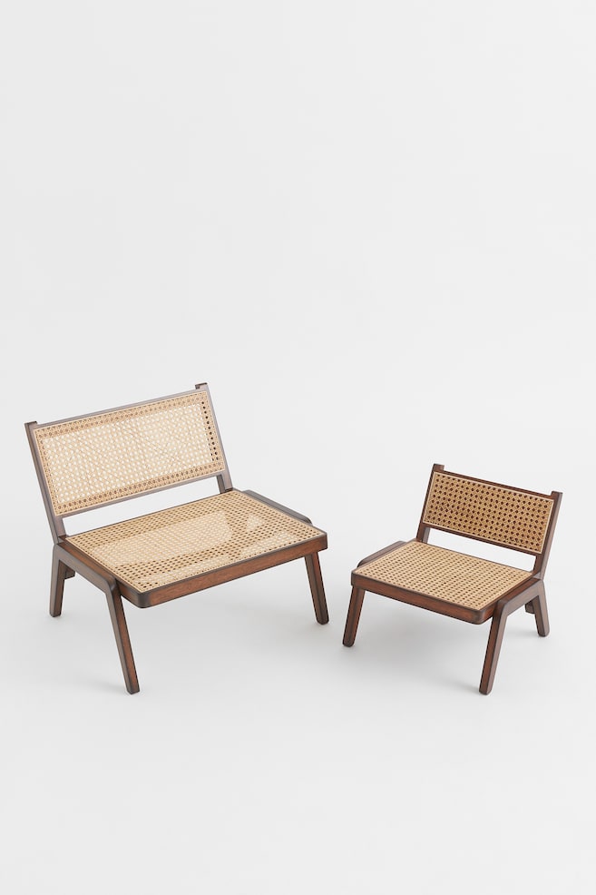 Low lounge chair - Brown/Rattan/Light greige - 4