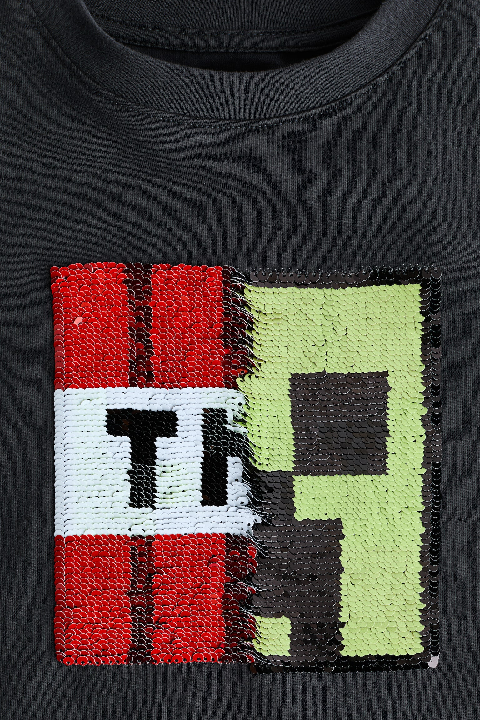 Megfordítható flitteres póló - Dark grey/Minecraft - 4