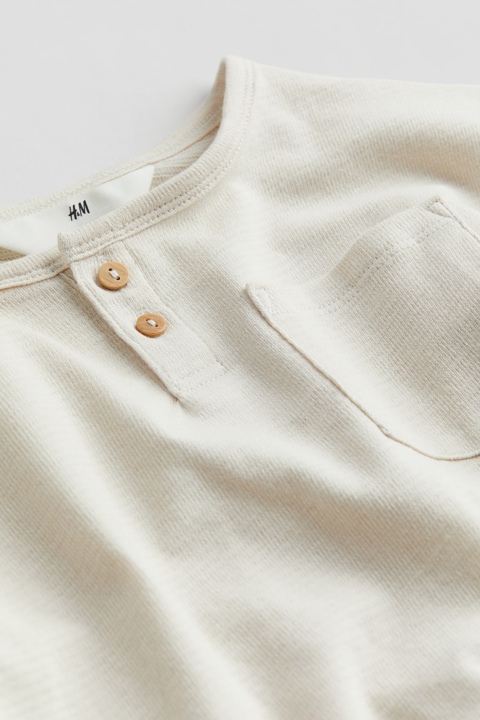 Henley Tee - Natural white/Black/Dark beige - 2