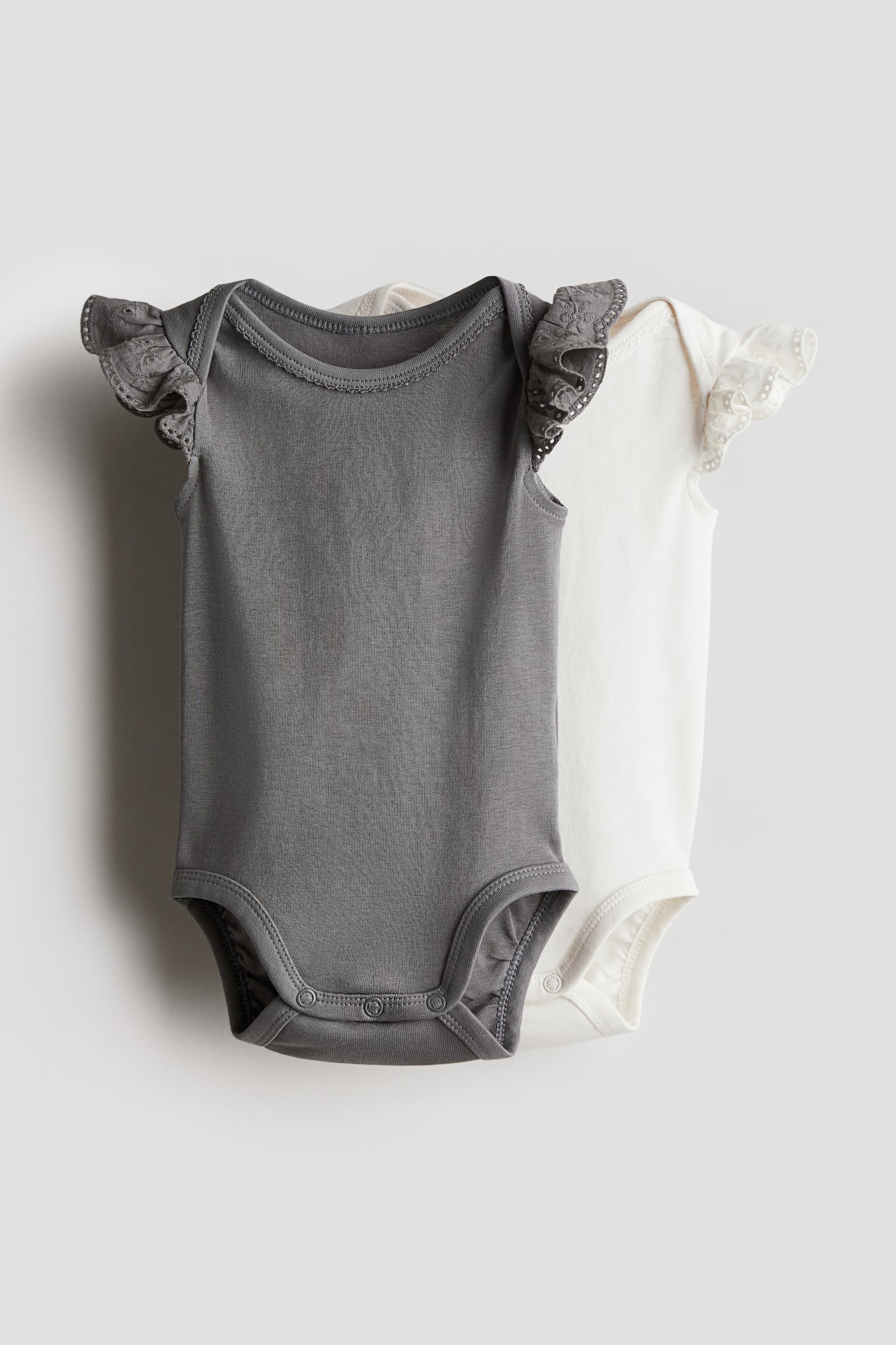 2-pack cotton jersey bodysuits - Dark grey/White/Cream/Floral - 1