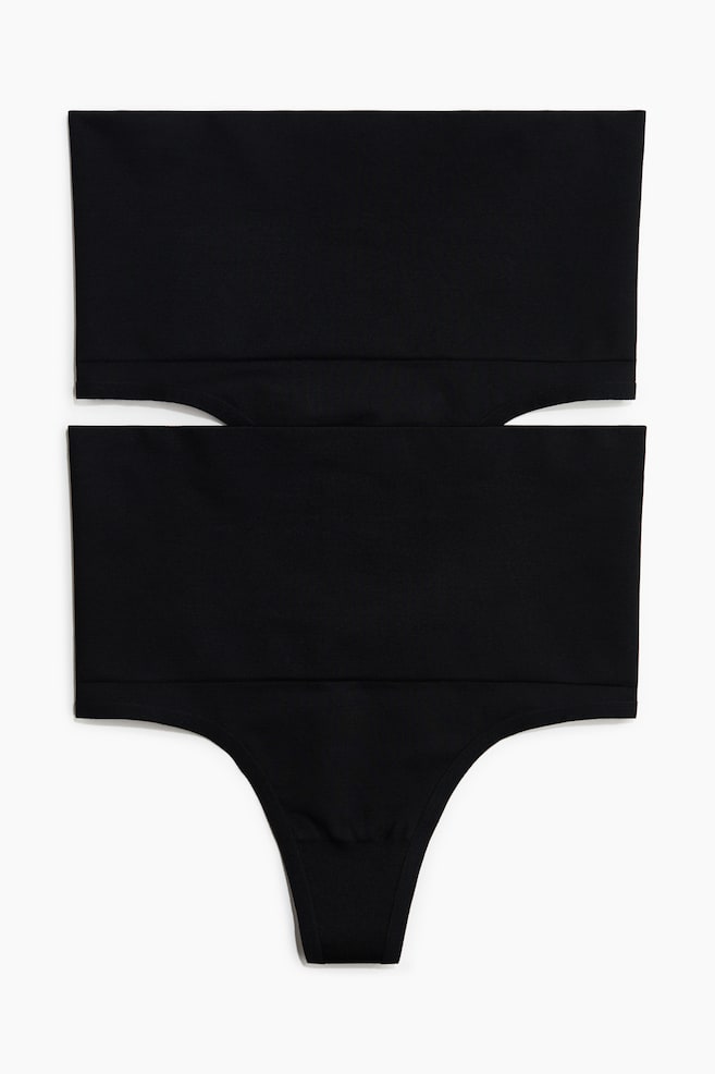 Pack de 2 bragas thong Medium Shape - Negro/Beige claro - 1