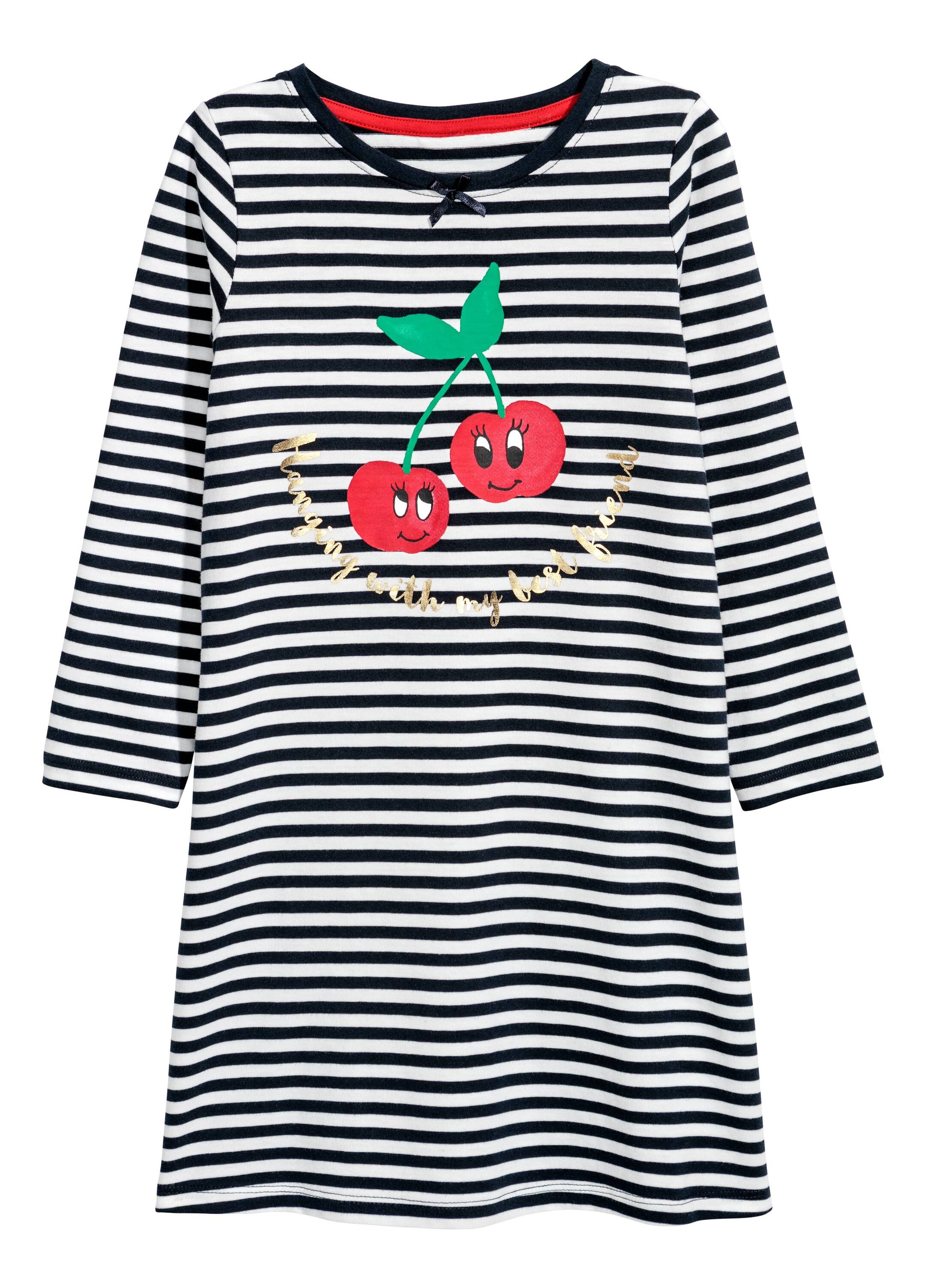 Zobacz większy obraz: Dżersejowa koszula nocna - Ciemnoniebieski/Paski - Dziecko | H&M PL 1