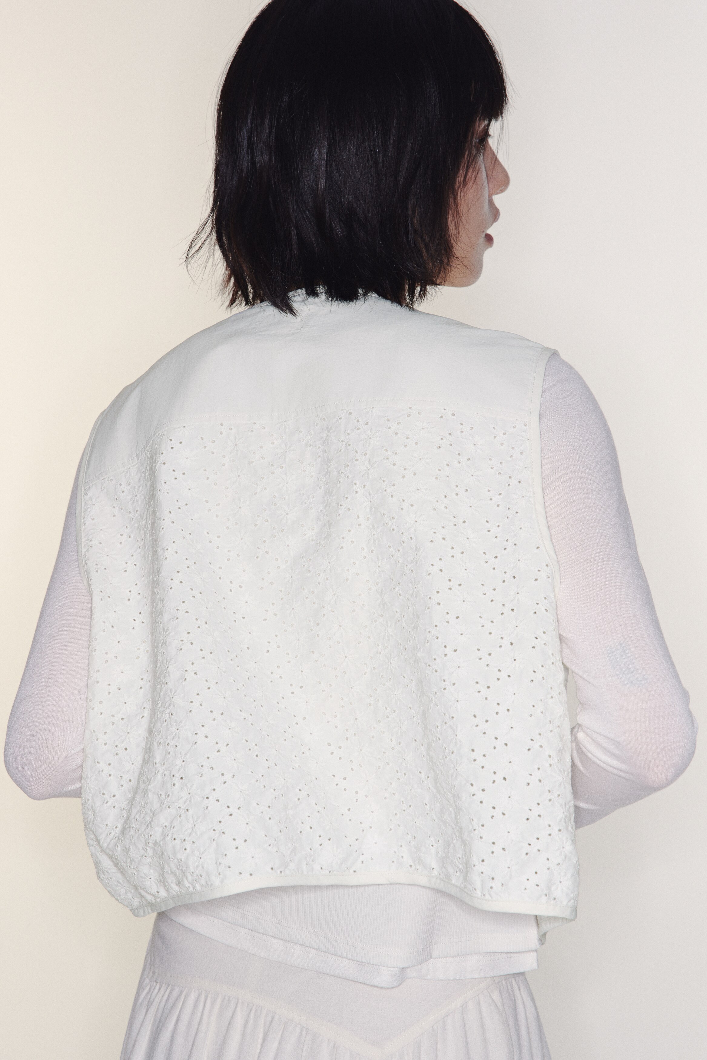 イギリス刺繍カーゴベスト - ホワイト - レディース | H&M JP