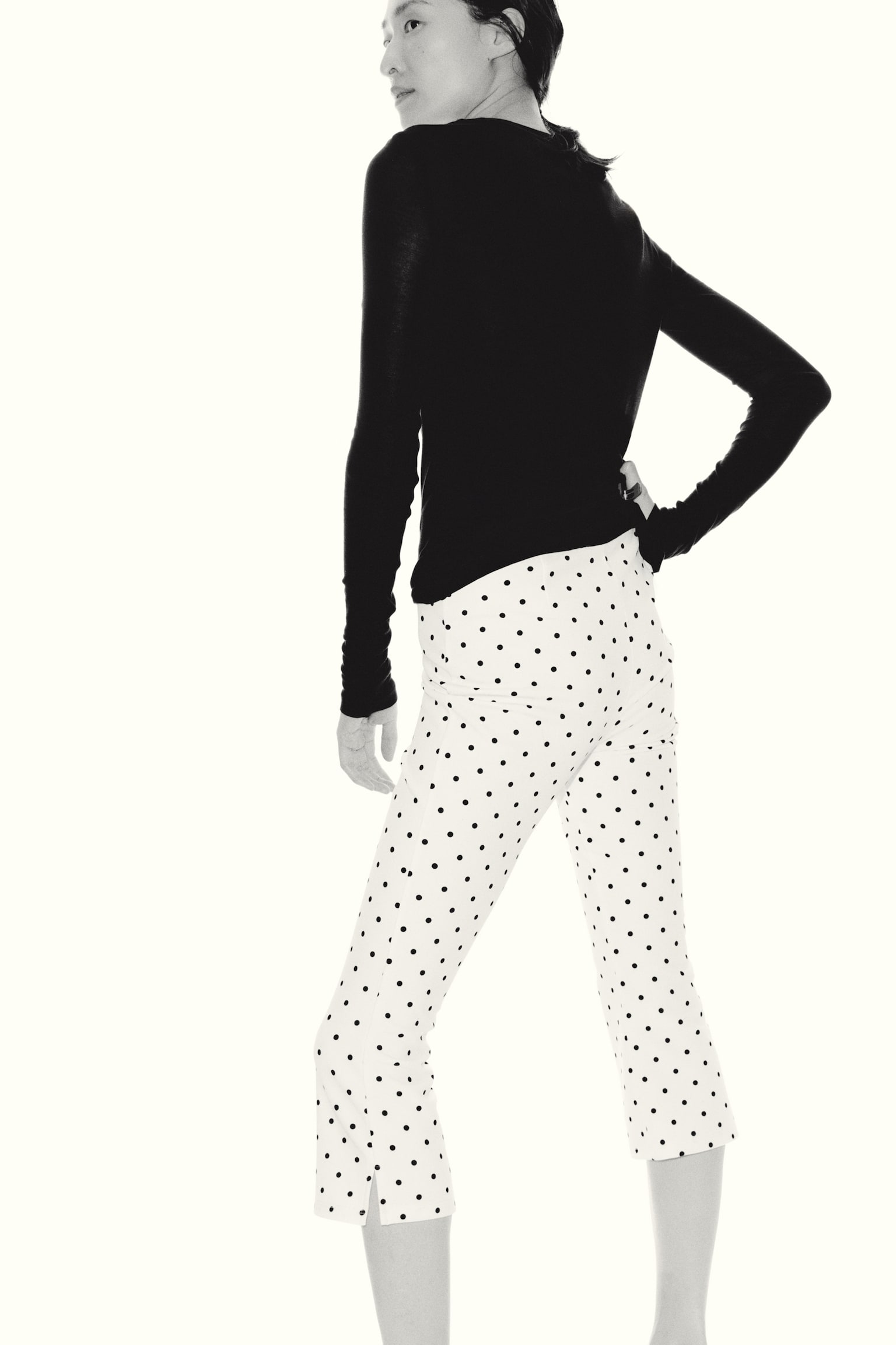 Женские брюки H&M Printed Capri, цвет: Кремовый / В горошек — фото 5