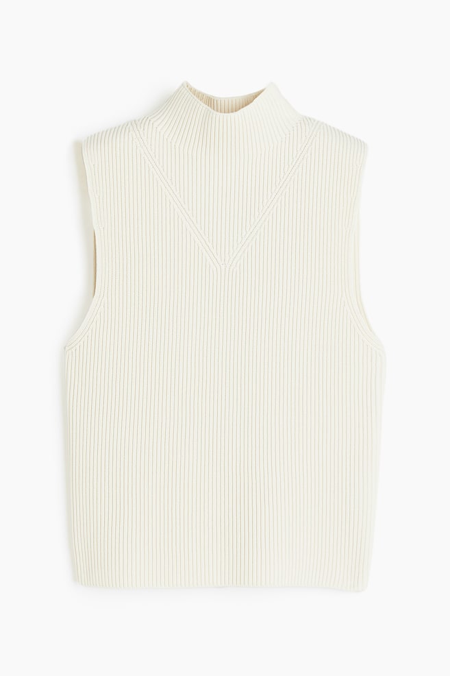 Rib-knit vest top - Cream - 2