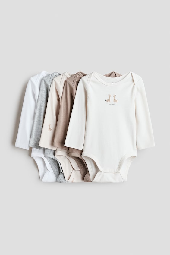 Детские боди H&M хлопковые на плечиках, 5 шт