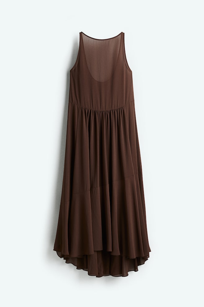 Long chiffon dress - Dark brown - 1