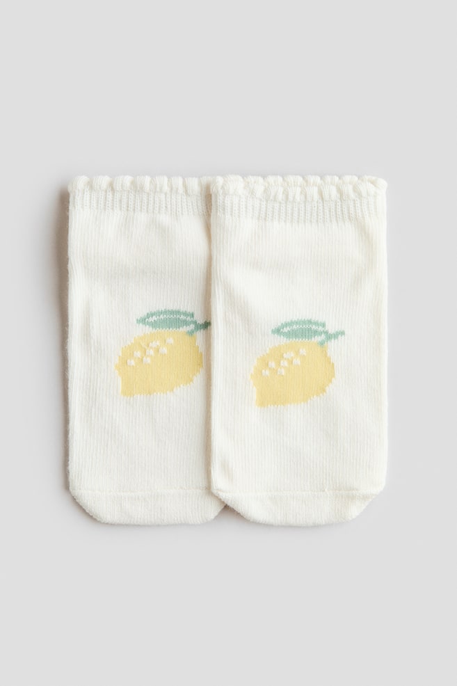 Set de 4 perechi de șosete scurte - Verde-deschis/fructe/Roz-deschis/căpșuni - 2