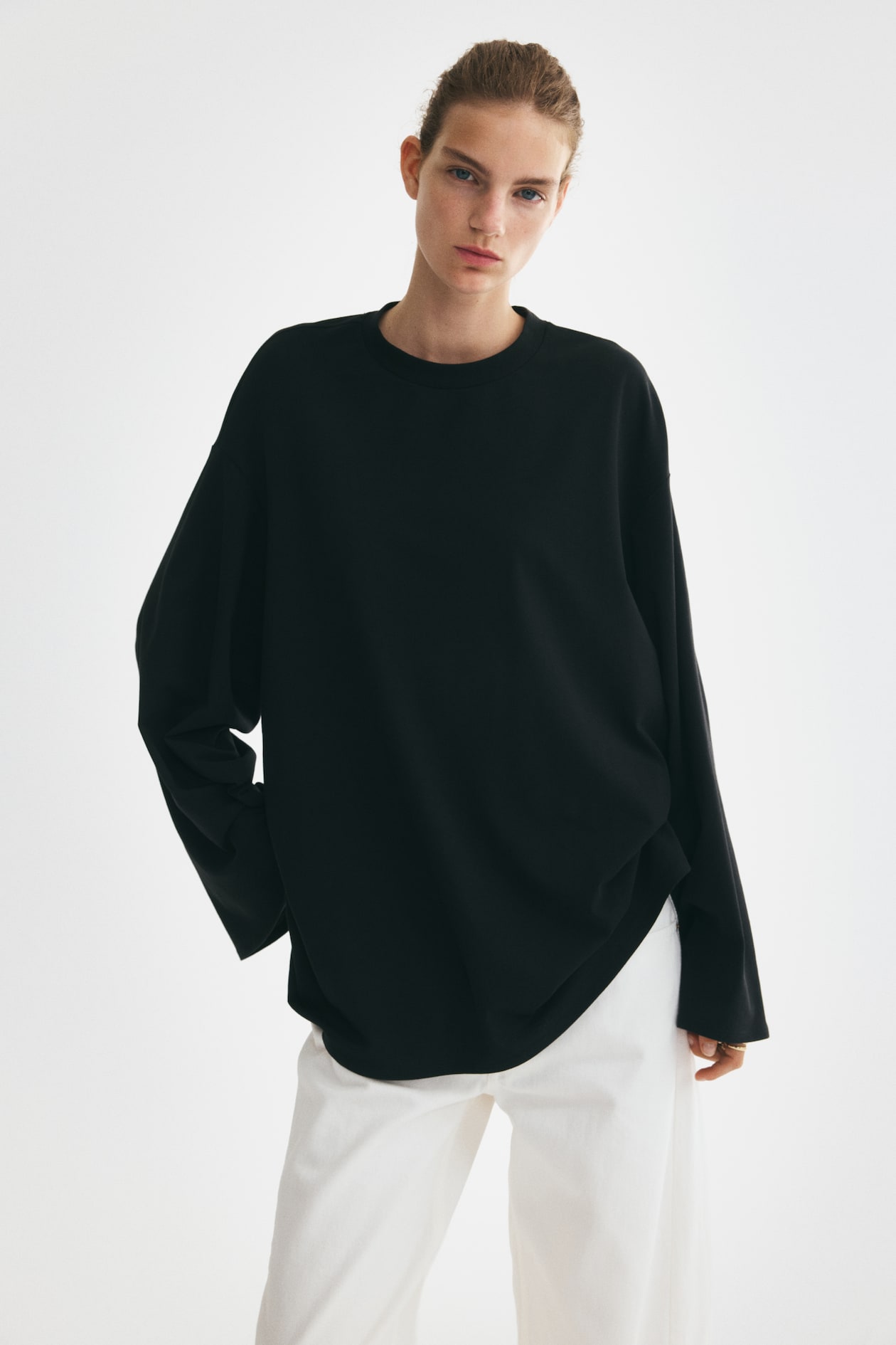 H&M Women's Black Long-sleeved cotton top | H&M US