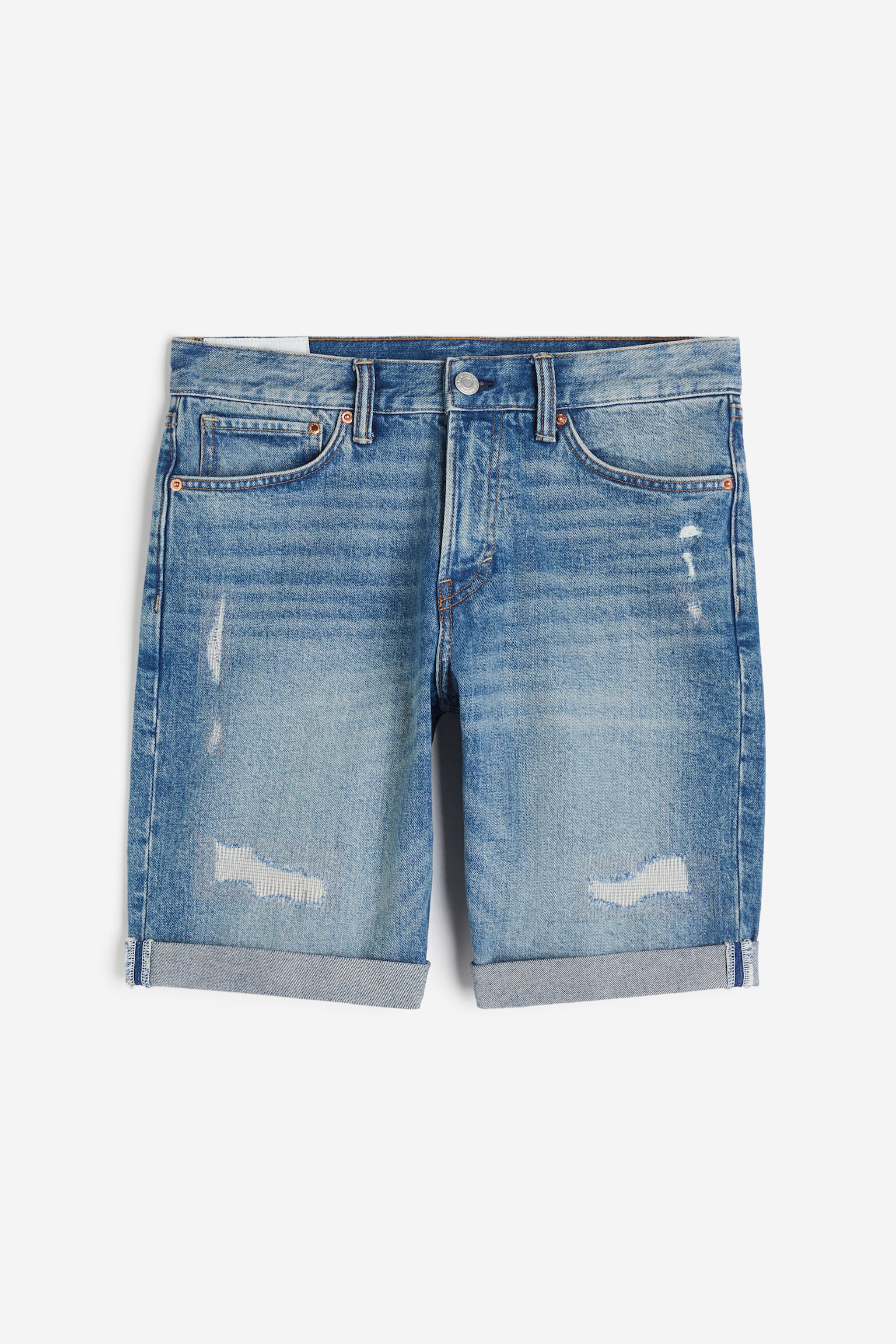 Regular Denim shorts - Denim blue/White/Denim blue - 2