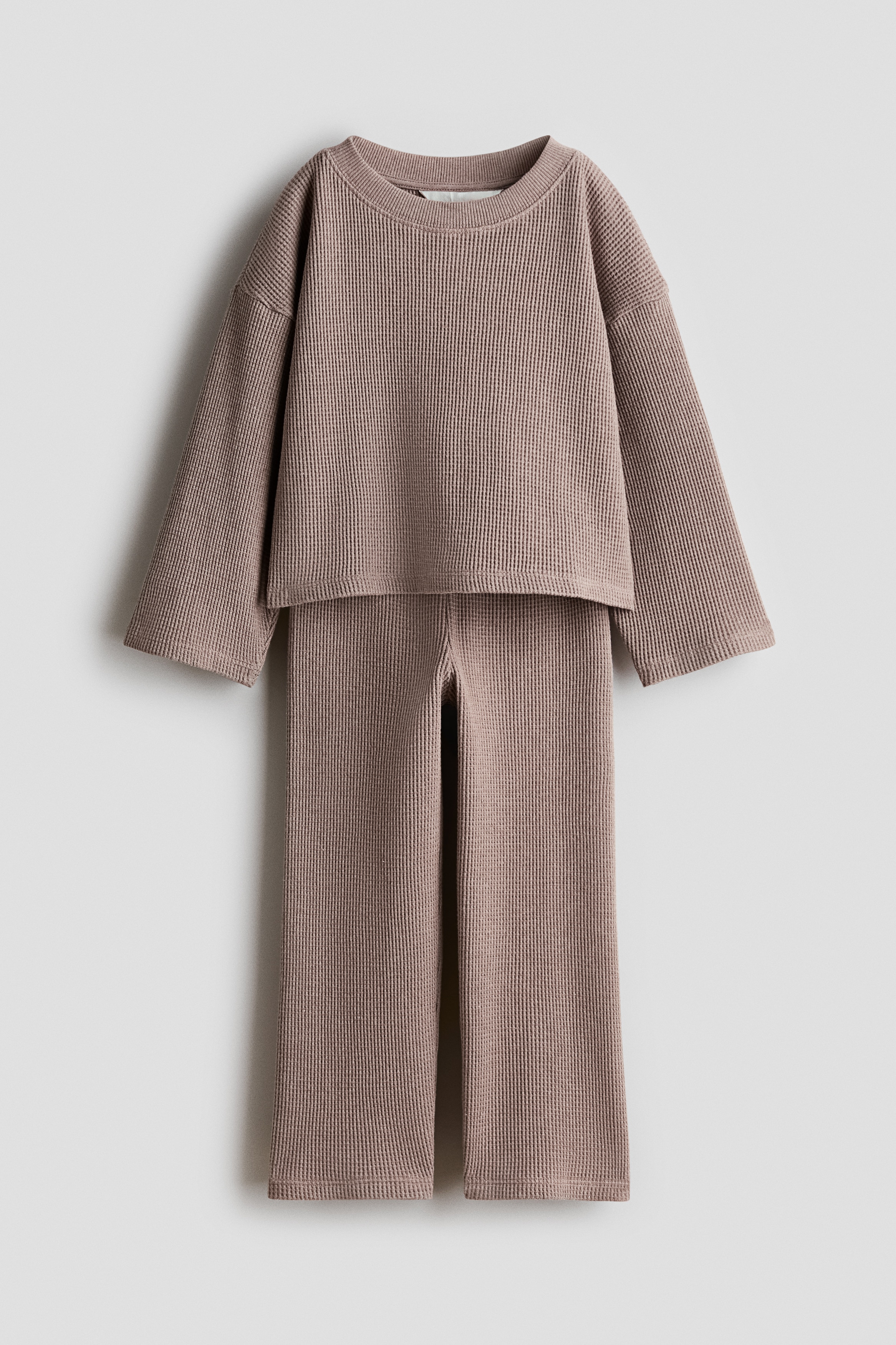 2-piece waffled cotton set - Brown/Purple