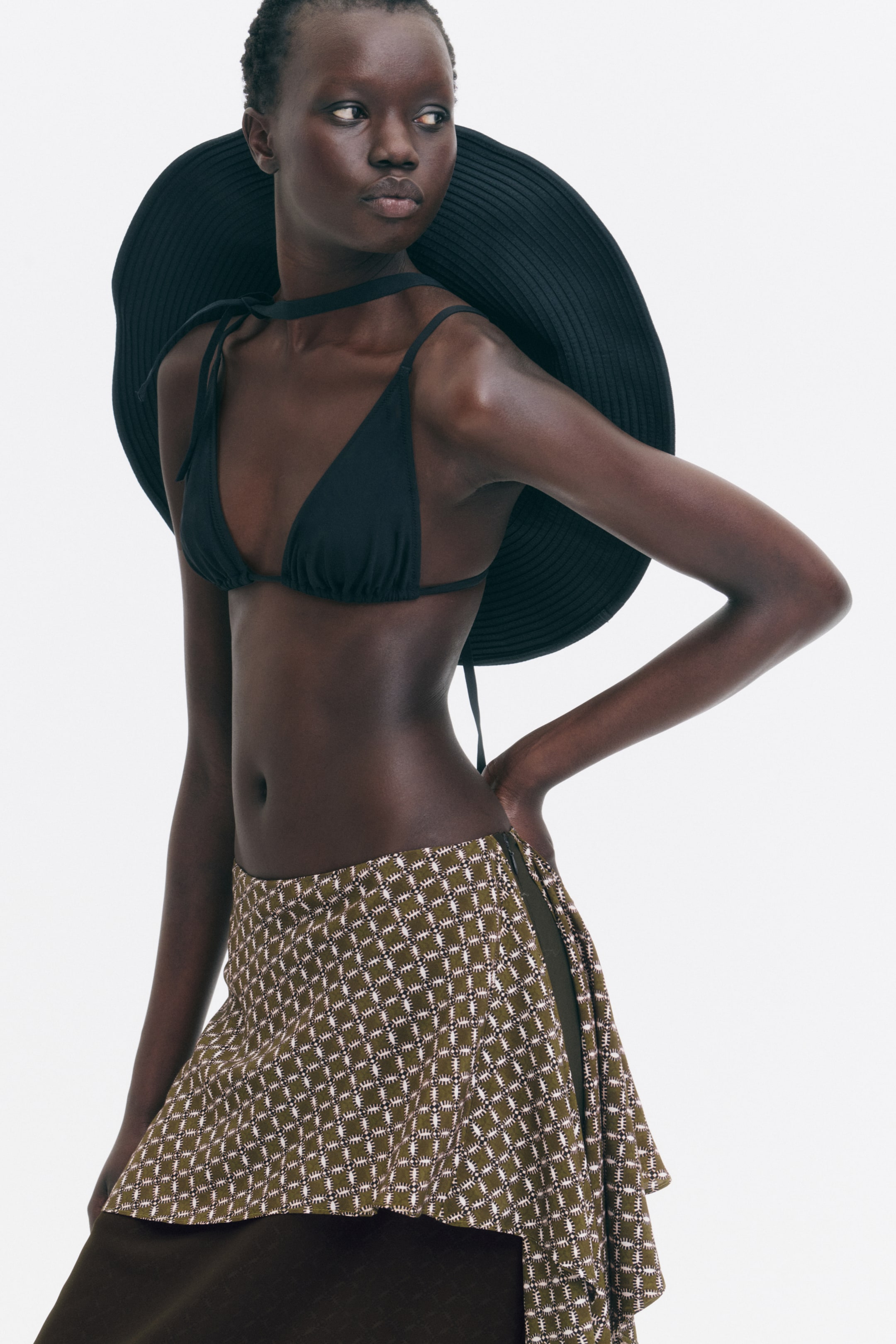 Scarf-Detail Layered Skirt
