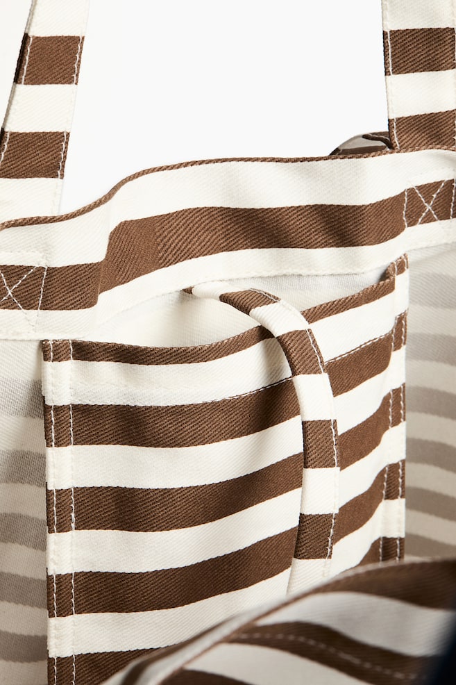 Cotton canvas beach bag - Brown/White striped/Beige/Striped/Green/Striped/Blue/Striped/Yellow/Striped - 2