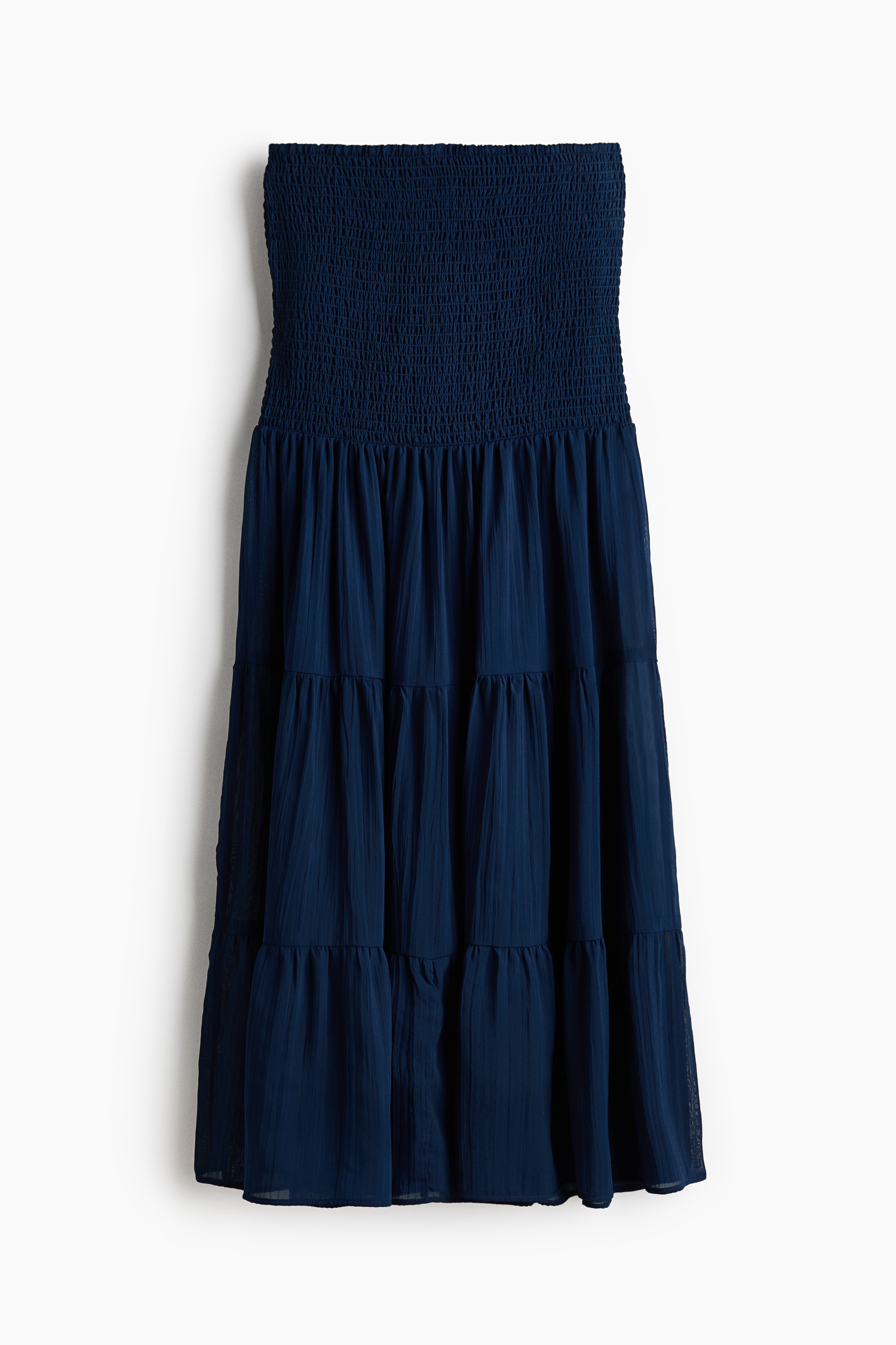 Smocked chiffon skirt - Navy blue