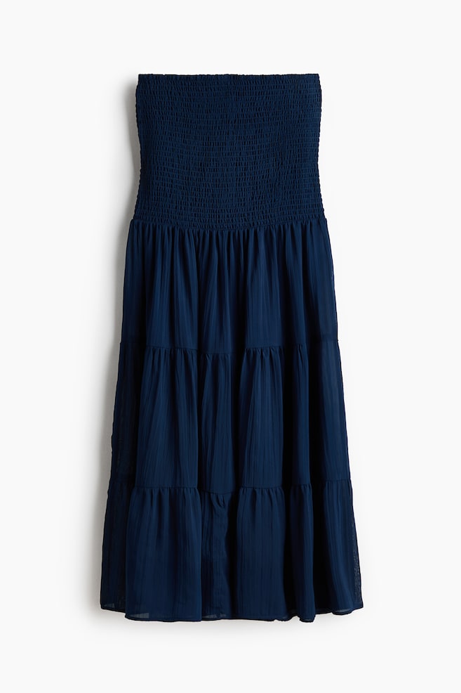 Smocked Chiffon Skirt - Navy blue/Light beige - 1