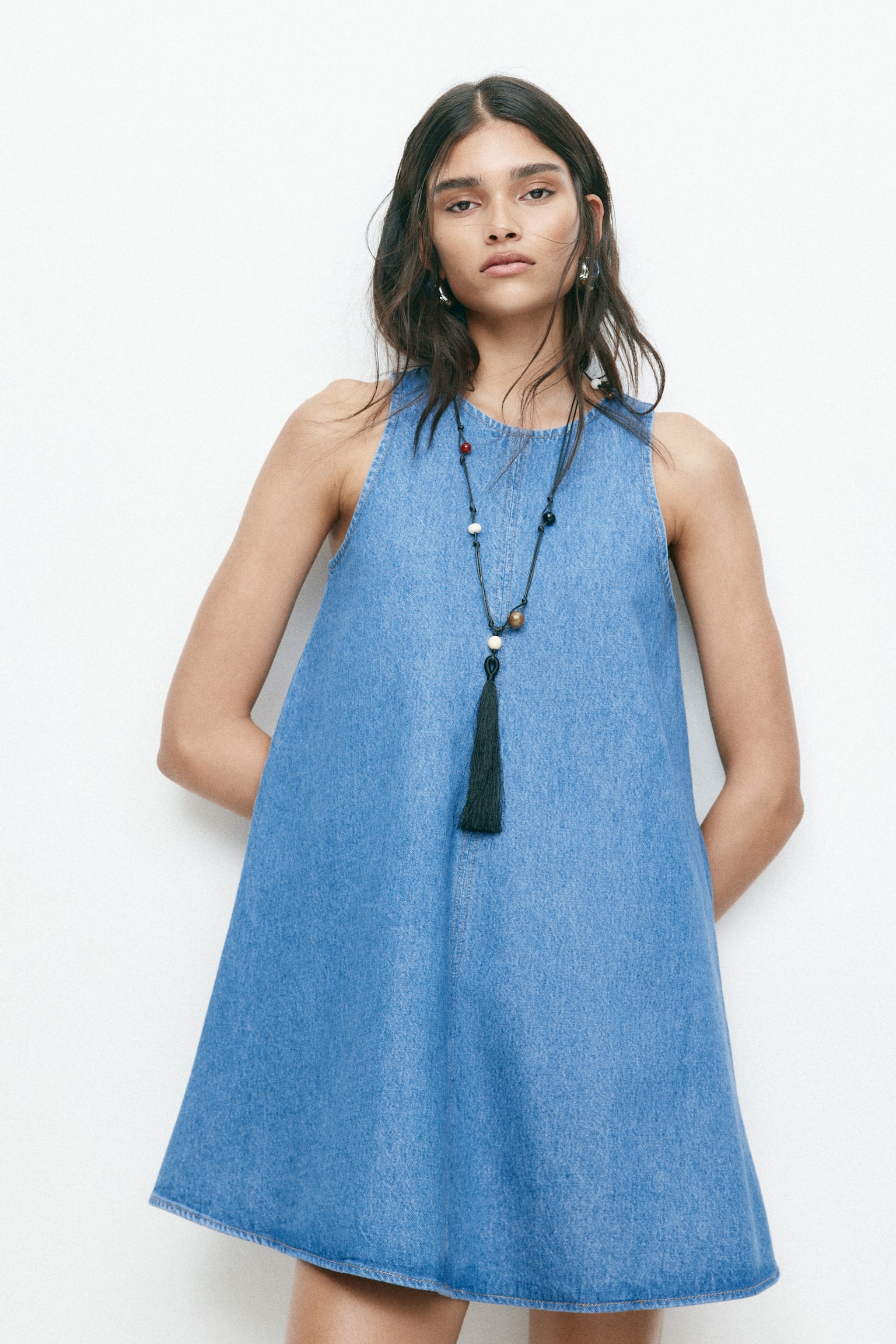 A-line denim dress - Denim blue - 3
