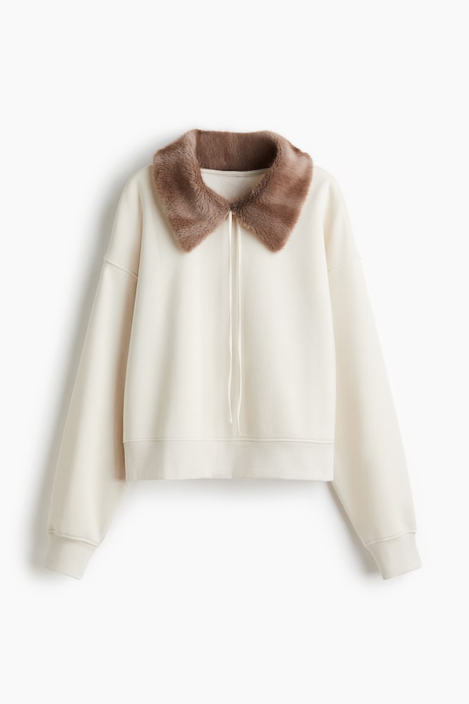 Chandail avec col - Crème - 1