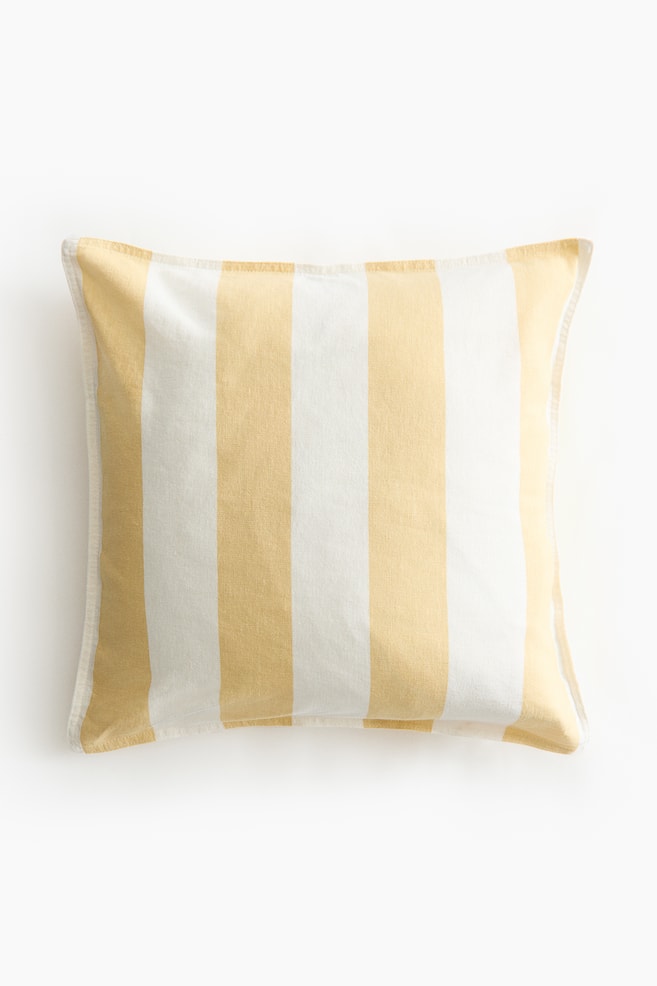 Linen-Blend Cushion Cover - Light yellow/striped/Light dusty pink/striped/Dark olive green/striped/Beige/striped/Dark brown/striped/Light brown/white striped - 1