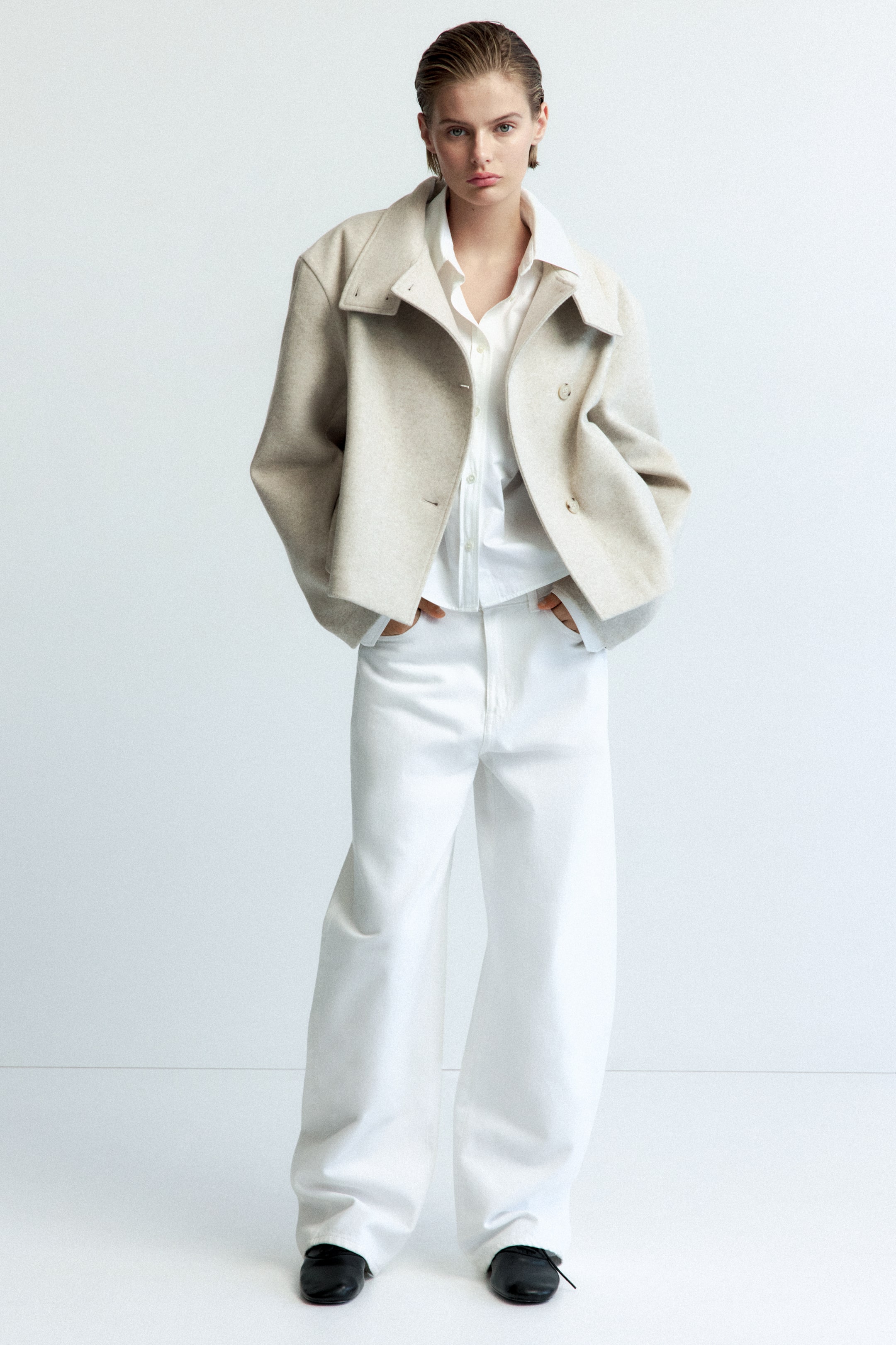 Женские куртки H&M Felted Funnel-Collar Jacket — фото 4