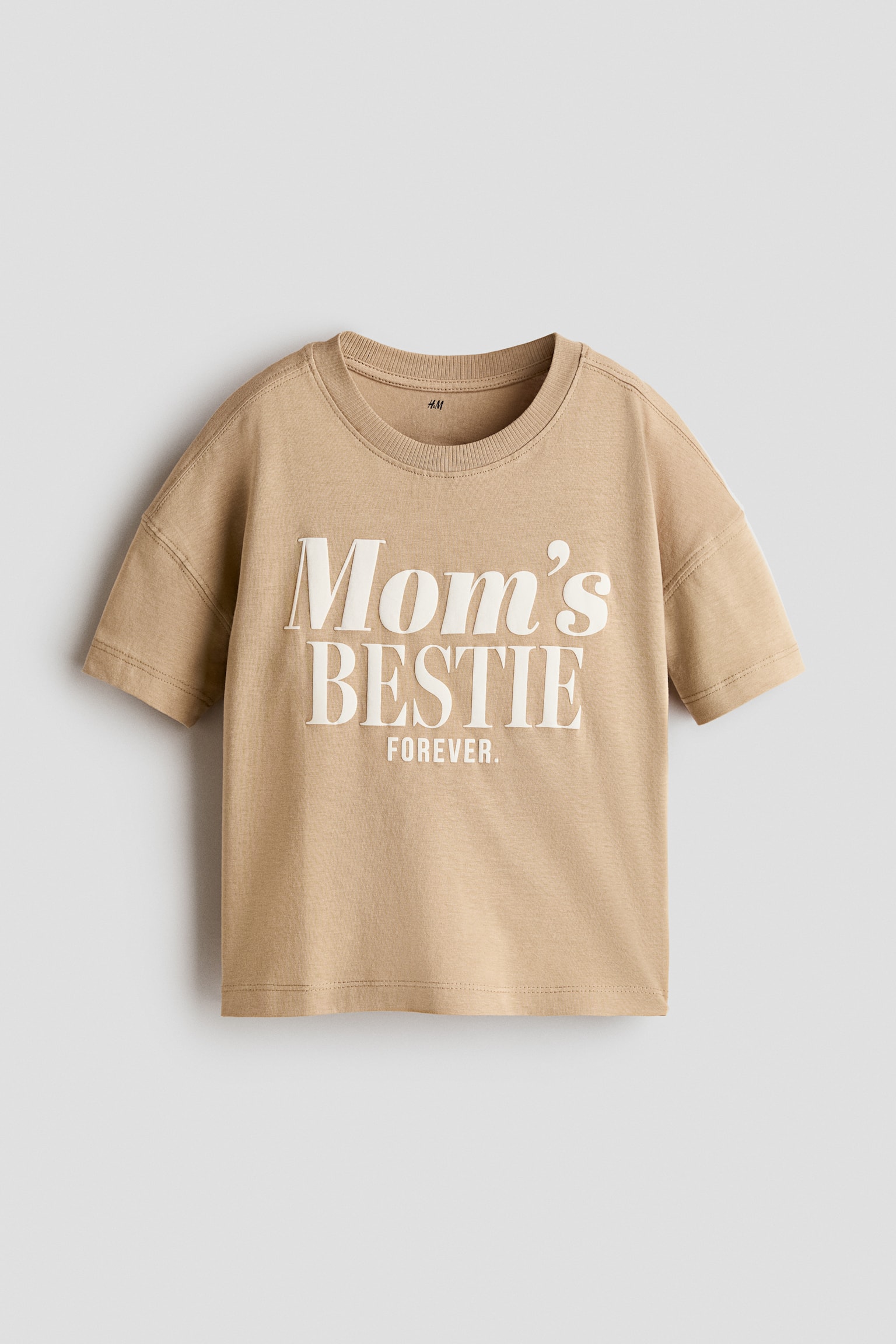Print-motif cotton T-shirt - Beige/Mom's Bestie/Cream/Dad's Bestie/Dark brown/Big Brother/Light blue/Little Brother