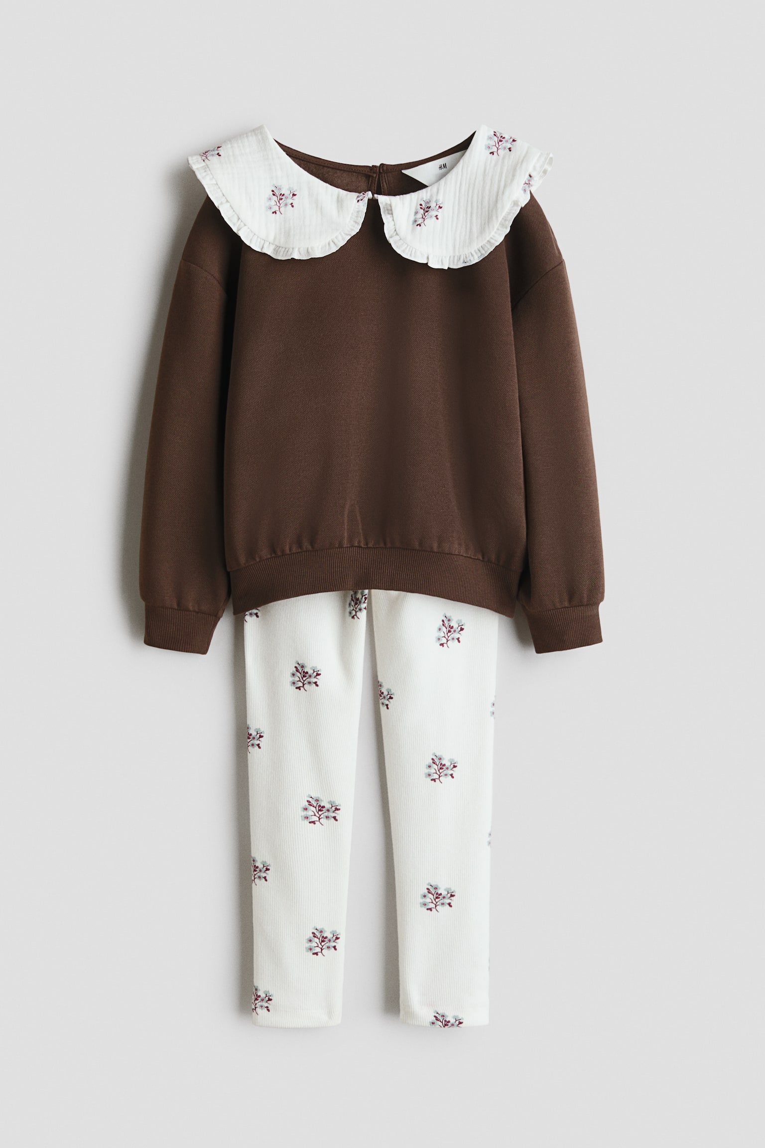 2-piece printed set - Dark brown/Floral