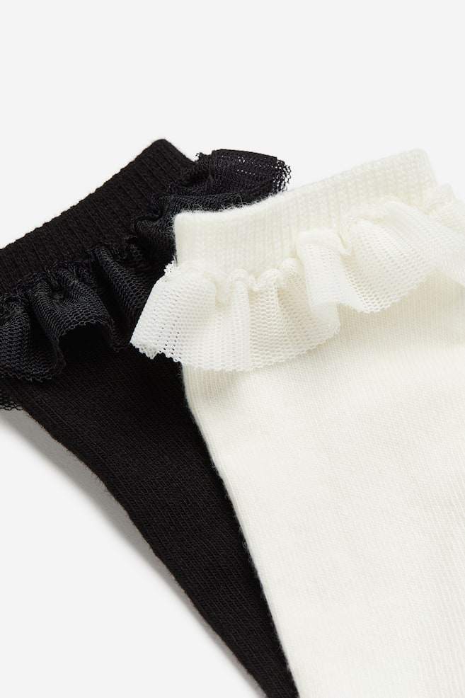 Lot de 2 paires de chaussettes montantes à volant - Noir/blanc - 2