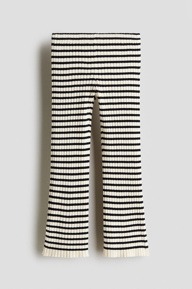 Leggings a coste - Crema/nero righe/Nero - 1