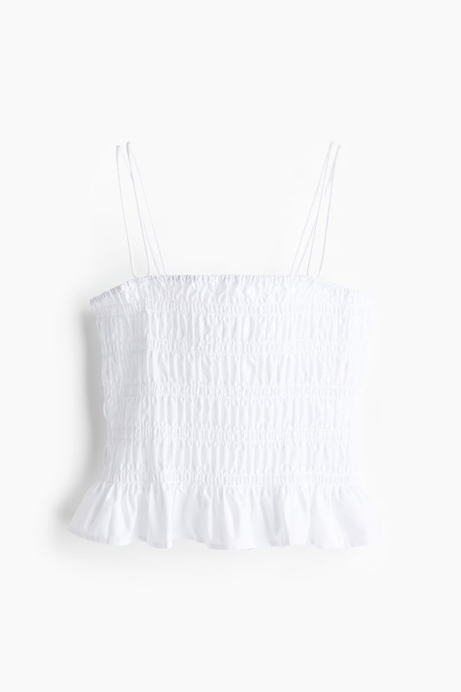 Smocked Camisole Top - White/Black - 1