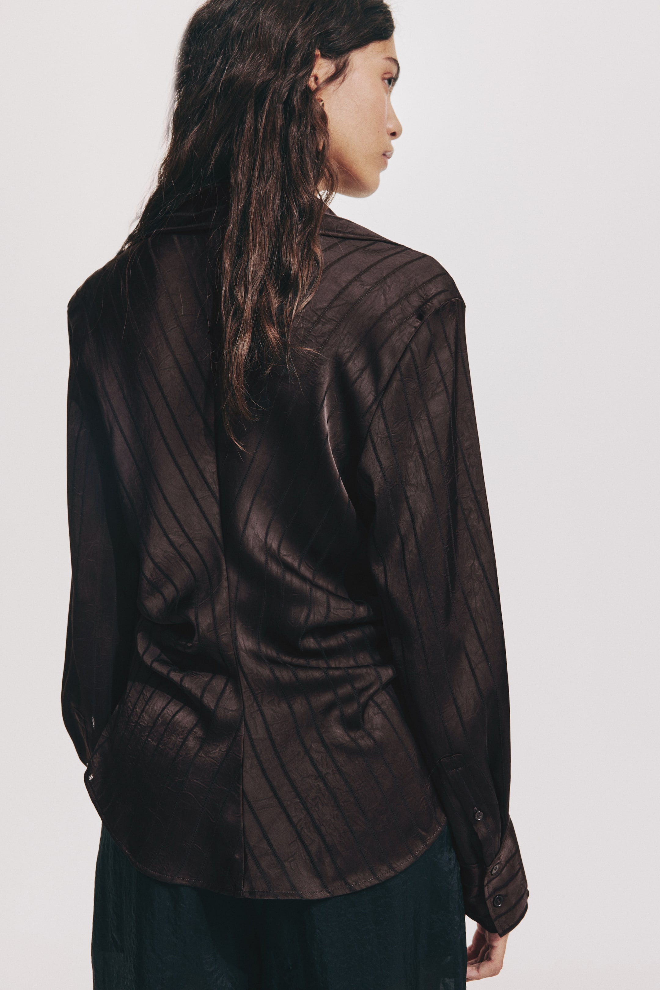 View larger image: Draped Shirt - Dark brown - Ladies | H&M US 3
