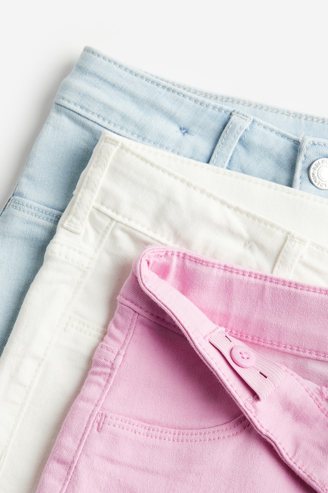 3-pack denim shorts - Light pink/Natural white/Light denim blue/Black - 5